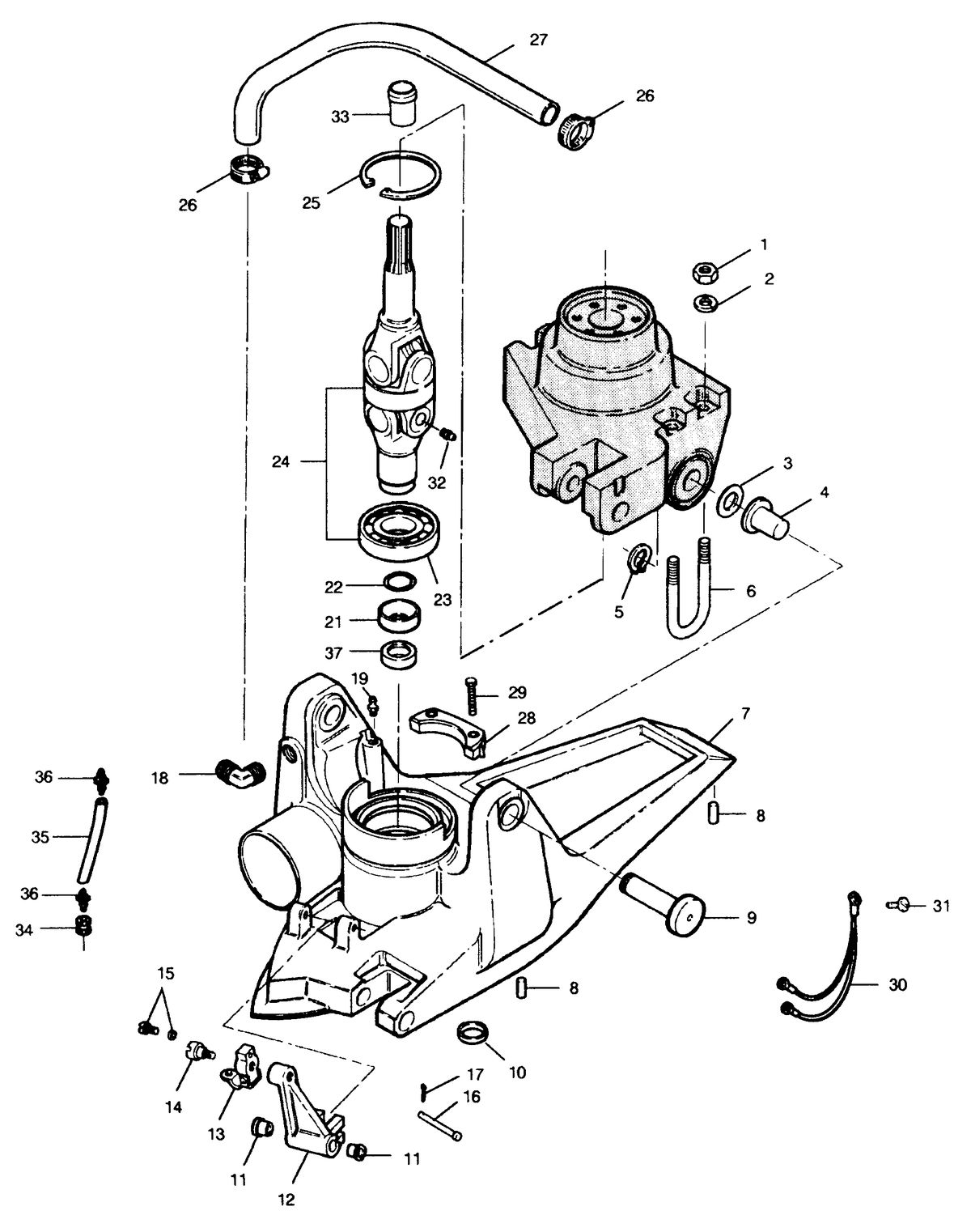 FORCE FORCE 120 H.P. "L" - DRIVE "B" MODELS U-JOINT AND HOUSING