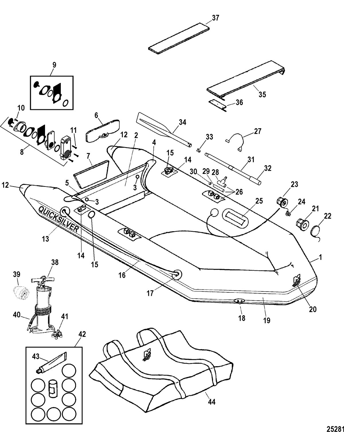INFLATABLES MERCURY AND QUICKSILVER HYPALON SOFT BOTTOM Quicksilver Roll Up Models(White)