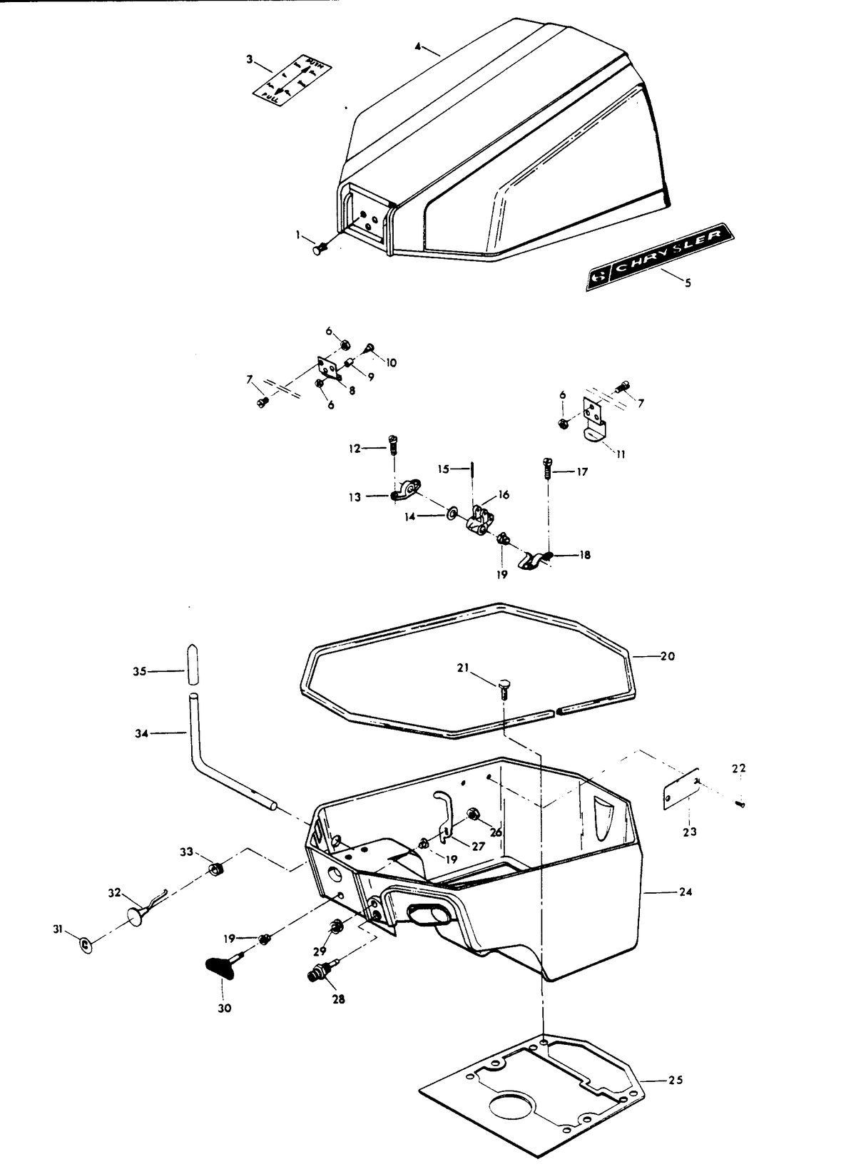 CHRYSLER 6 H.P. ENGINE COVER AND SUPPORT PLATE