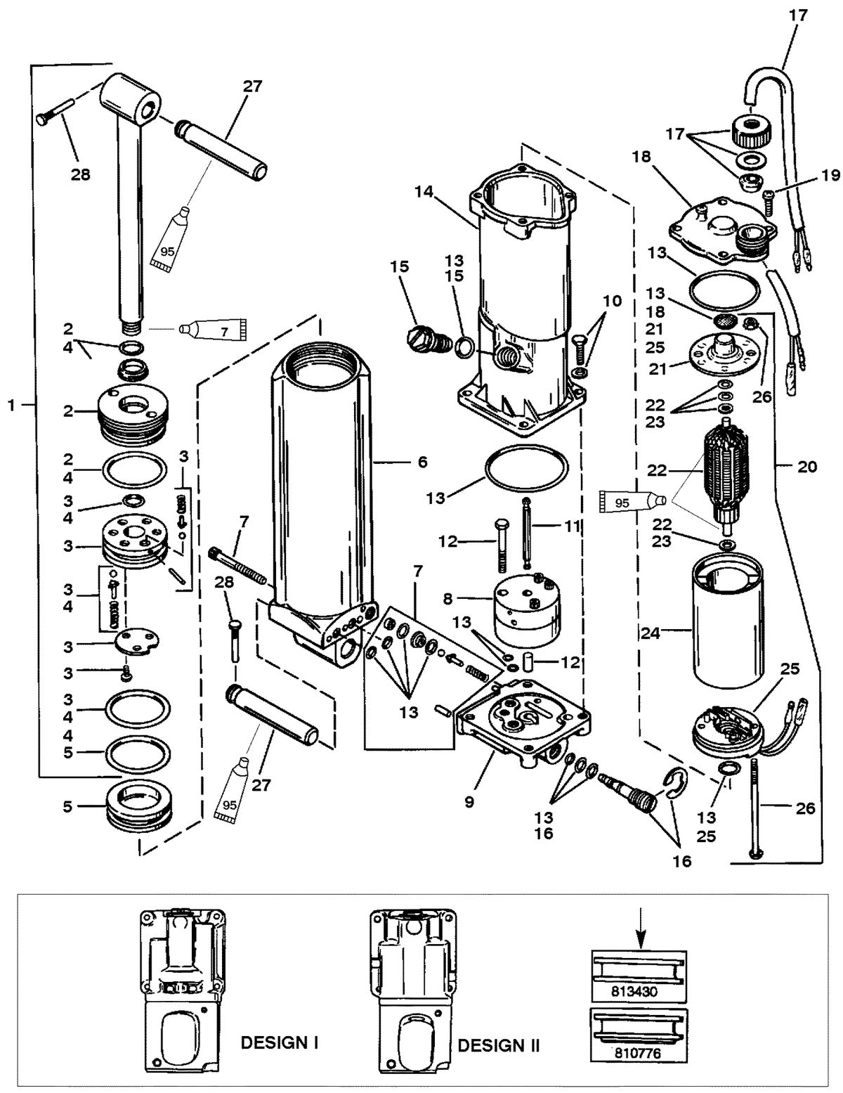 MERCURY/MARINER 40 HP30 JET POWER TRIM COMPT'S -L. SHAFT (S/N-0C159200 THRU 0D181999)