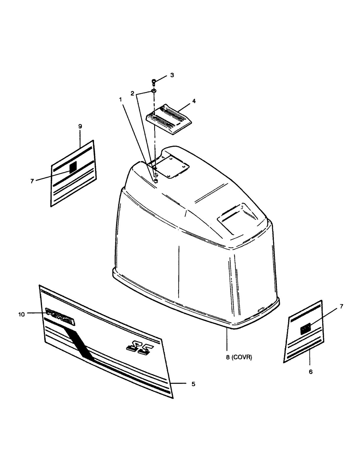 FORCE FORCE 1989 85 H.P. "B" MODELS ENGINE COVER BAYLINER & SPECTRUM MODELS
