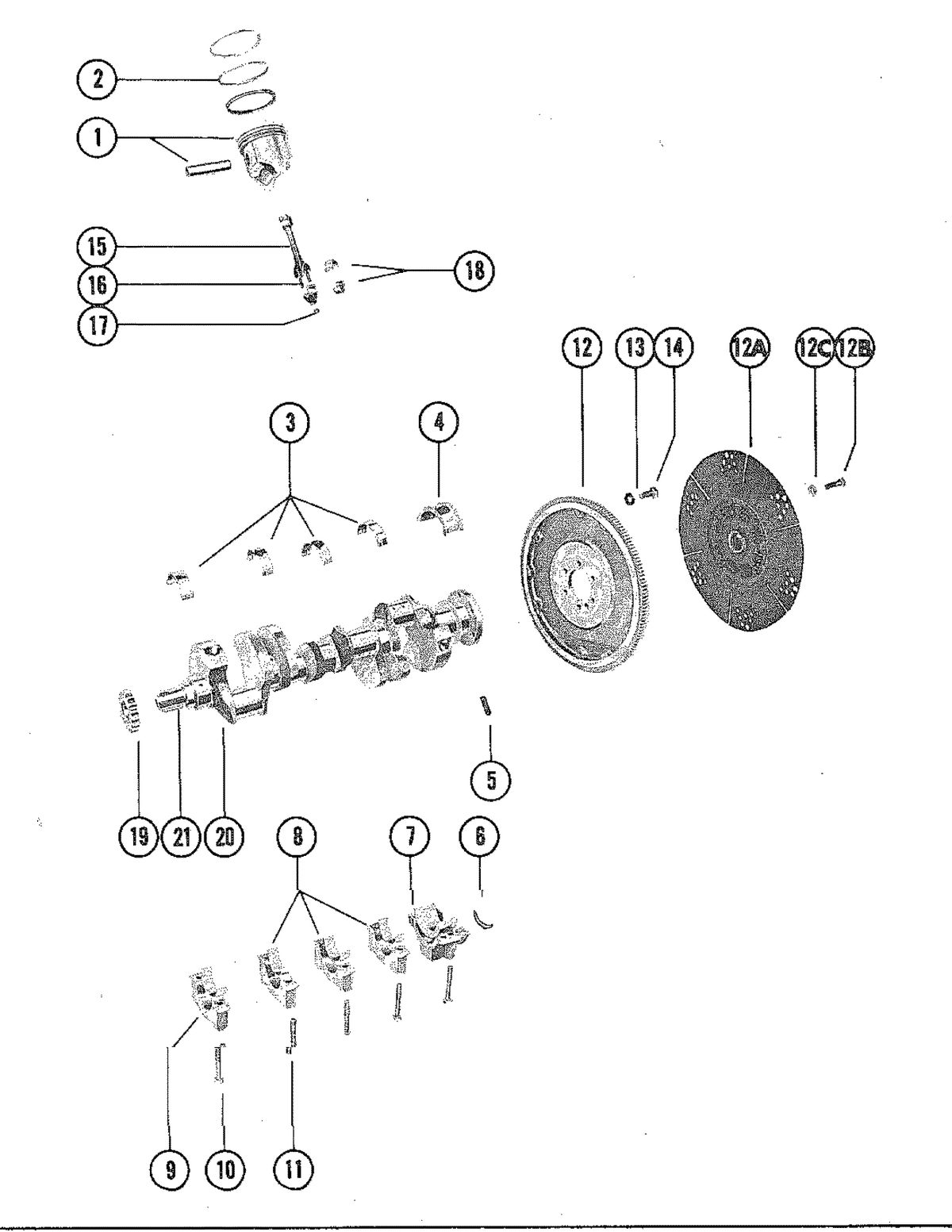 MERCRUISER 255 ENGINE CRANKSHAFT AND PISTONS