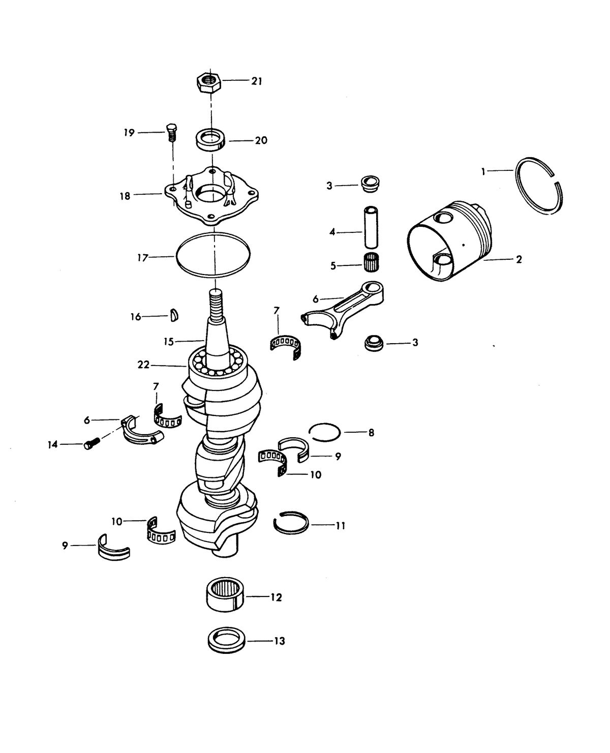 CHRYSLER 75 H.P. CRANKSHAFT AND PISTON GROUP