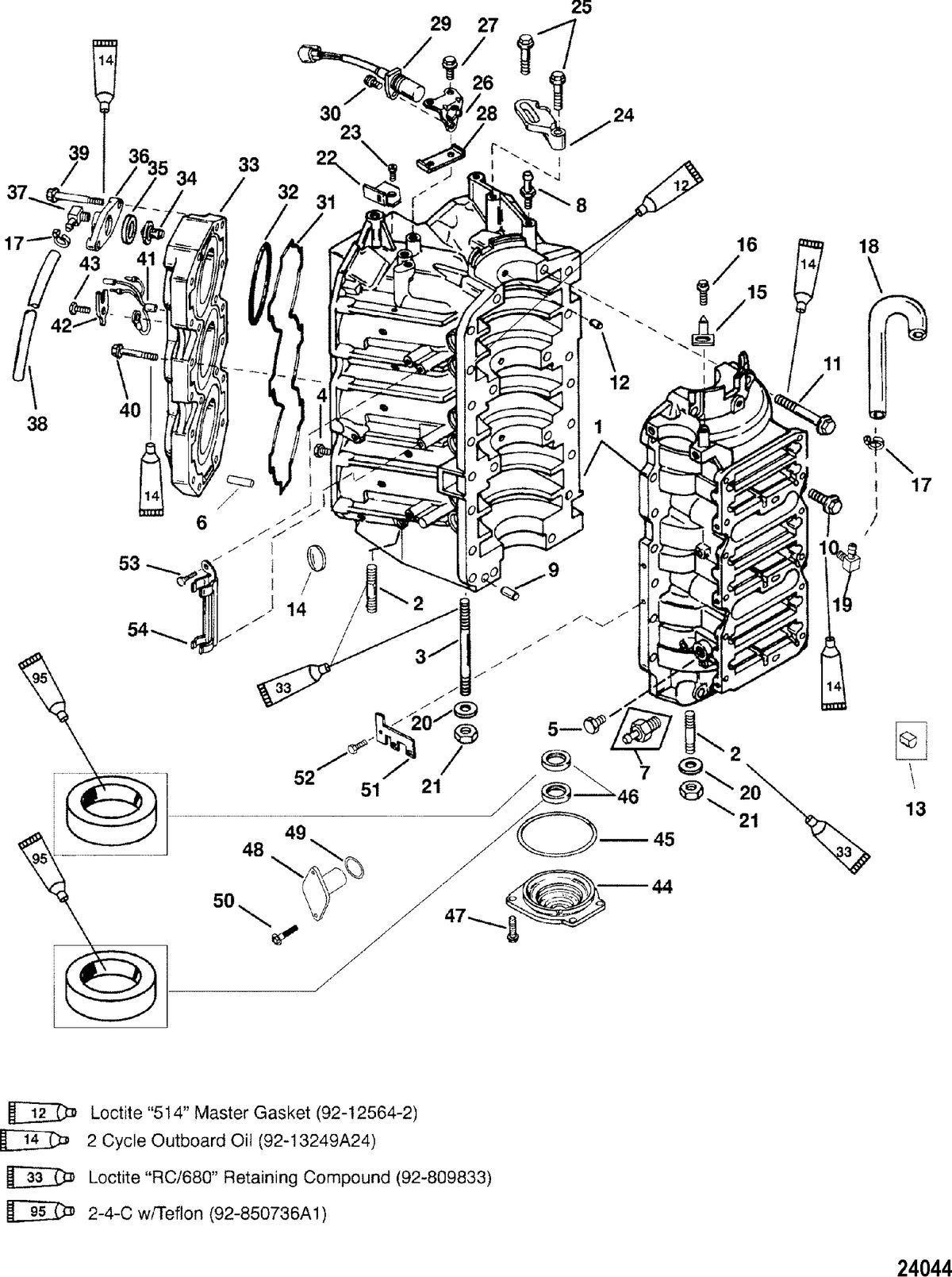 MERCURY/MARINER 225/225 SEAPRO/MARATHON (3.0L) CARB CYLINDER BLOCK AND END CAP