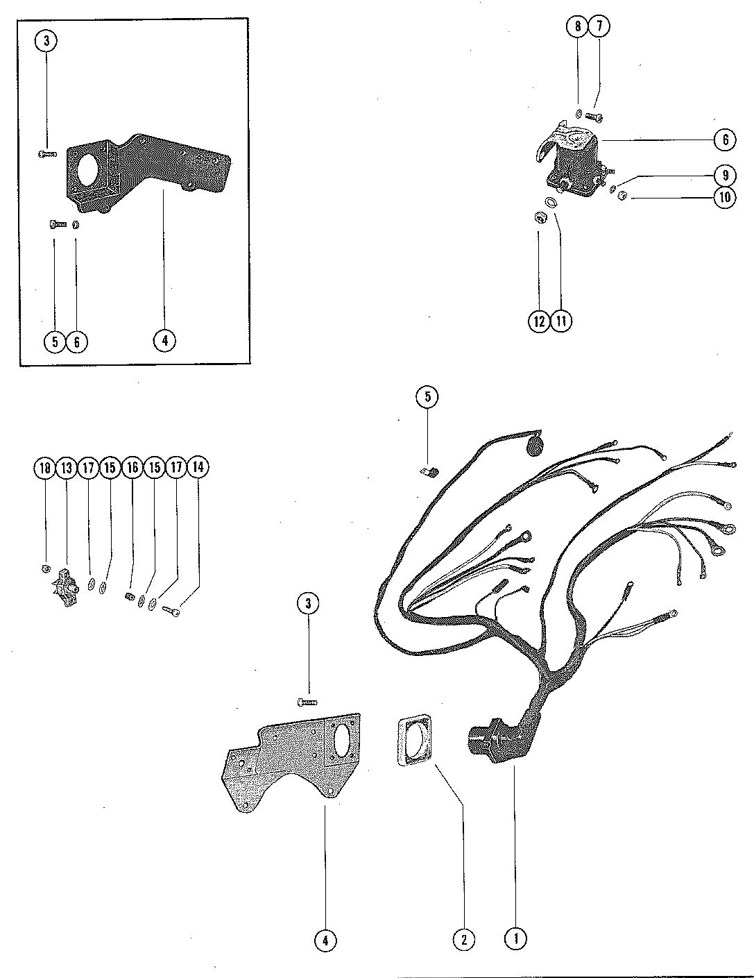MERCRUISER 233 ENGINE WIRE HARNESS, CIRCUIT BREAKER AND STARTER SOLENOID( INBOARD)