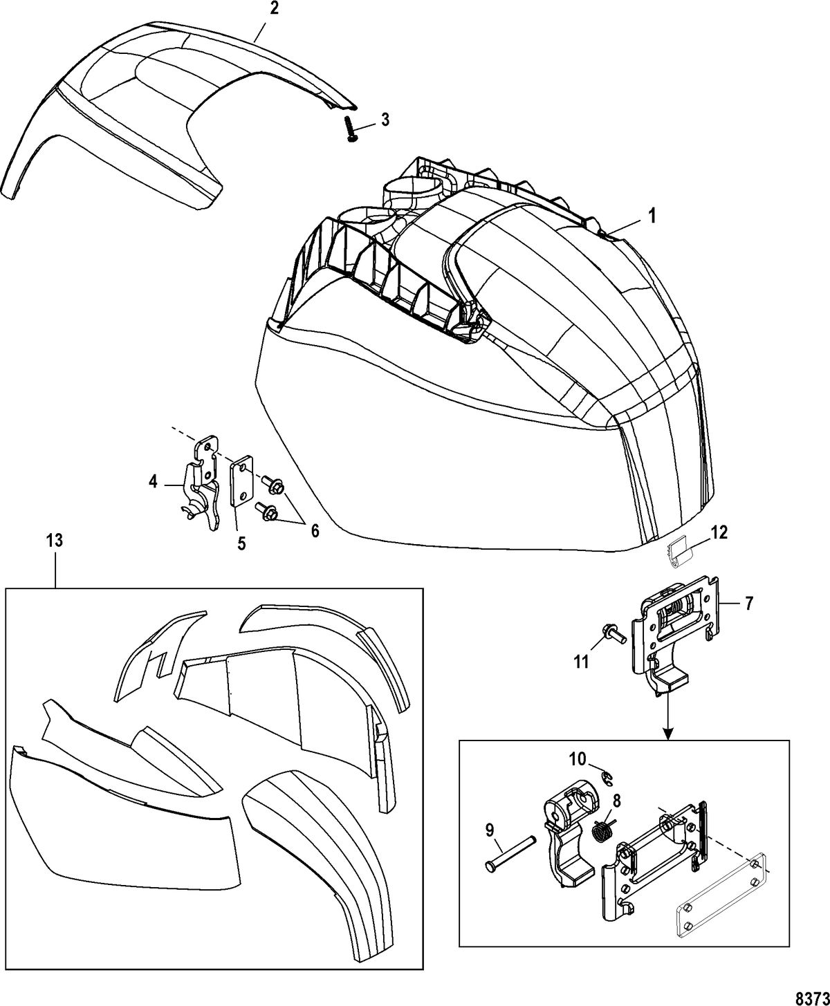 MERCURY/MARINER 135/150/175 4-STROKE Top Cowl