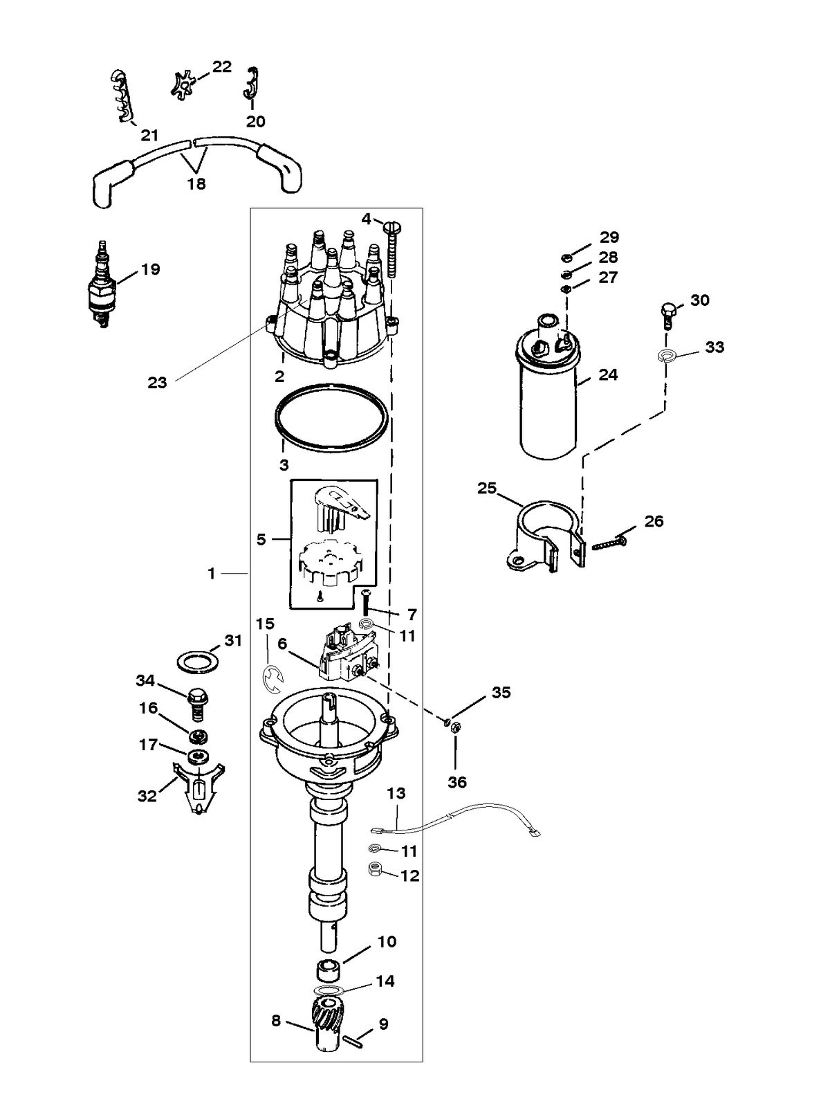 MERCRUISER HP 500 (502 CID) DISTRIBUTOR AND IGNITION COMPONENTS