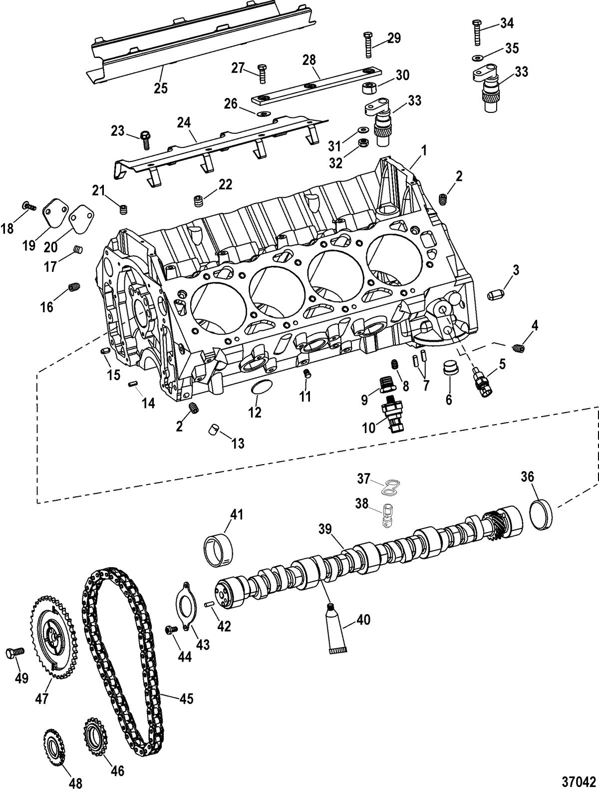 RACE STERNDRIVE 525 EFI Engine Components(Cylinder Block And Camshaft)
