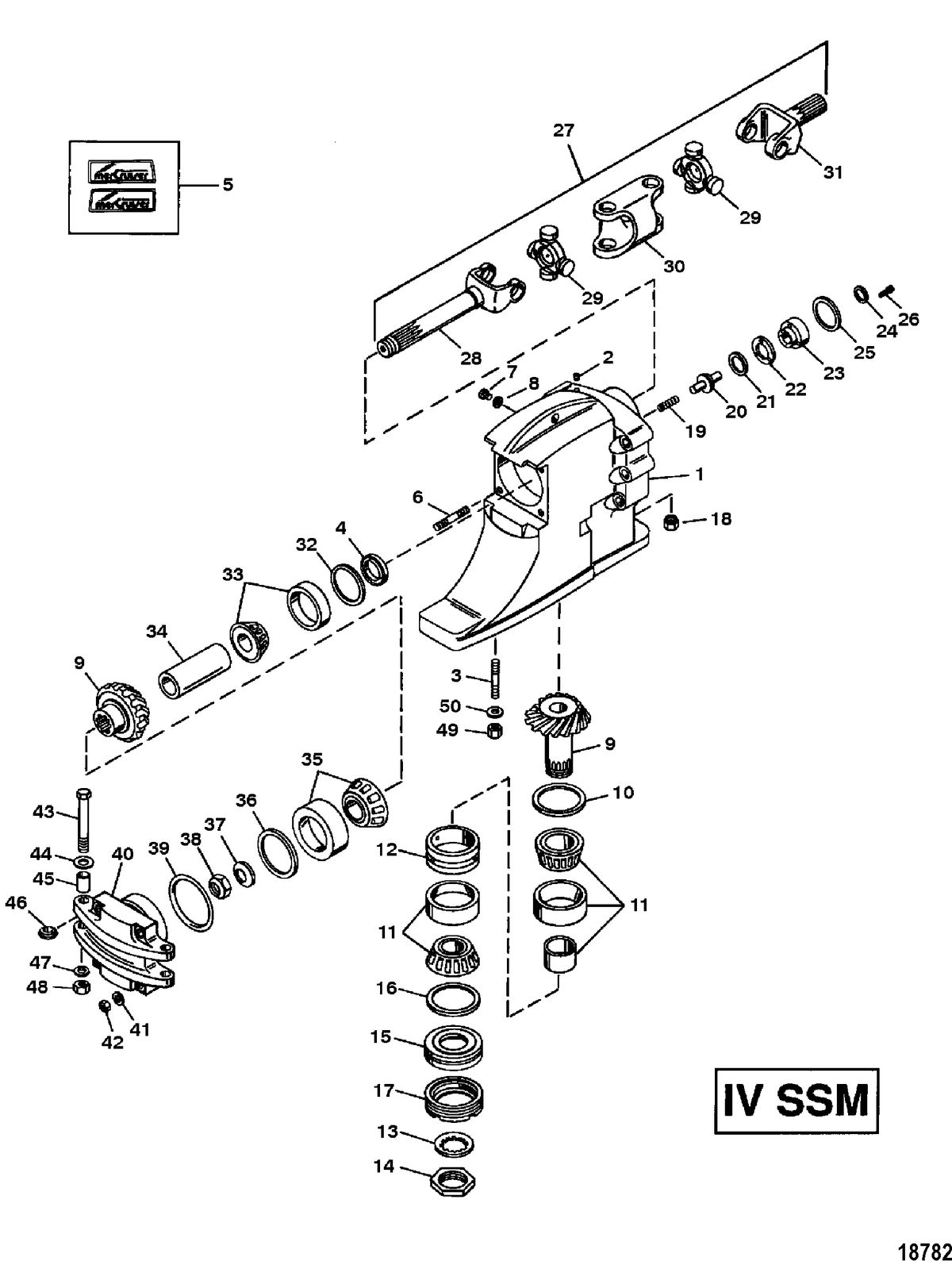 MERCRUISER ALPHA-ONE SS, II SSM, III, III SSM, IIIA SSM, IV SSM, V SSM DRIVESHAFT HOUSING AND GEAR ASSEMBLY(IV SSM)