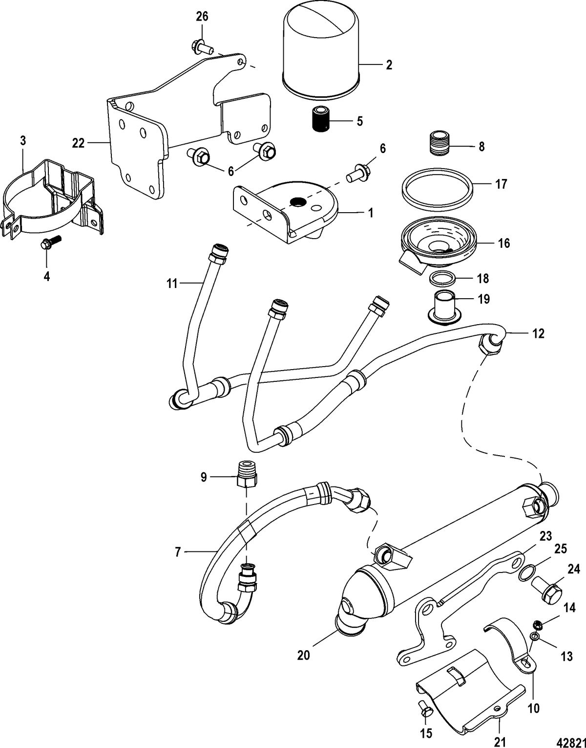 MERCRUISER 8.2L MAG / 8.2L MAG HO Remote Oil System(2A041664 & below)