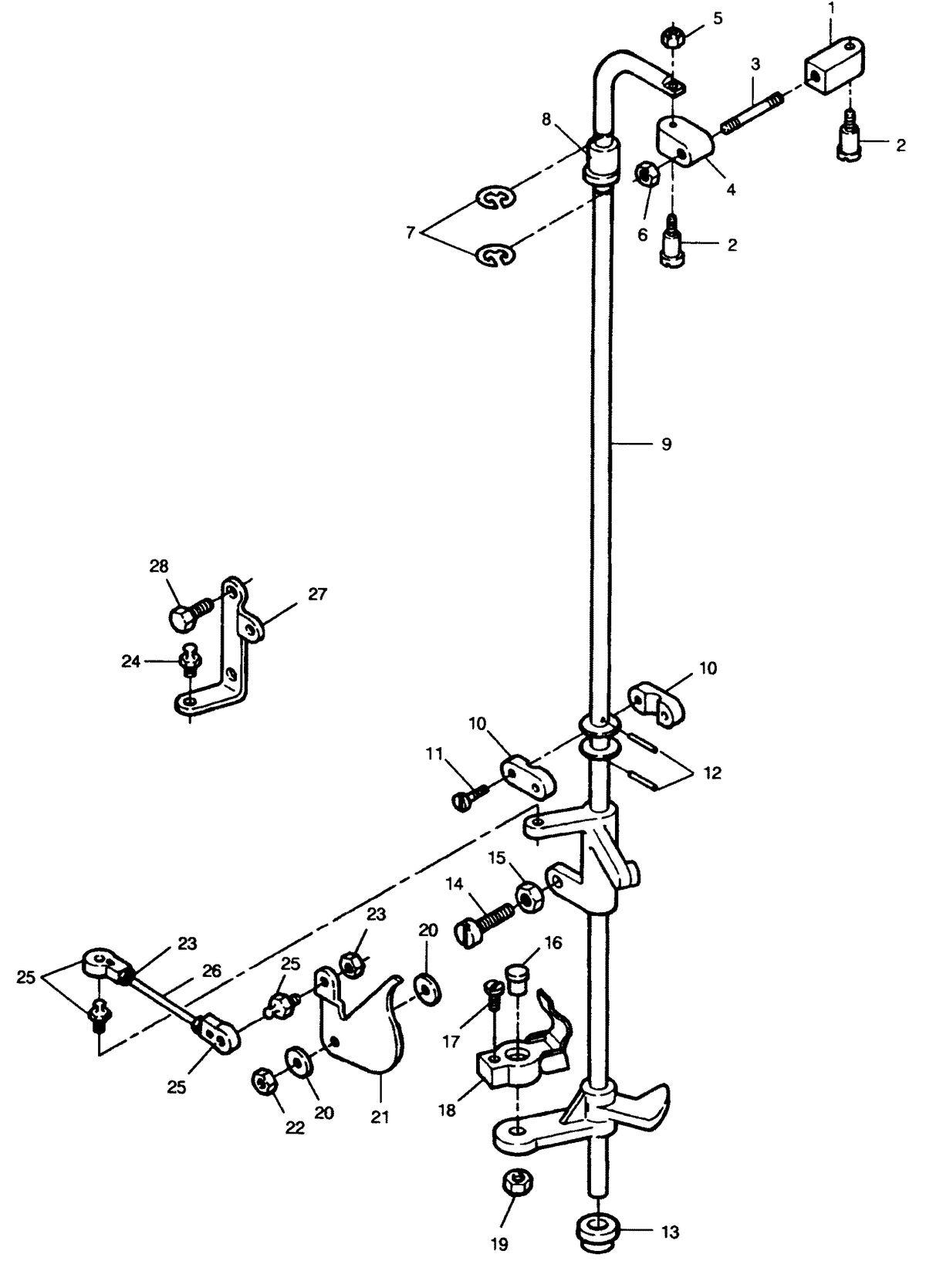 FORCE FORCE 90 HP1991 TOWERSHAFT AND THROTTLE LINKAGE