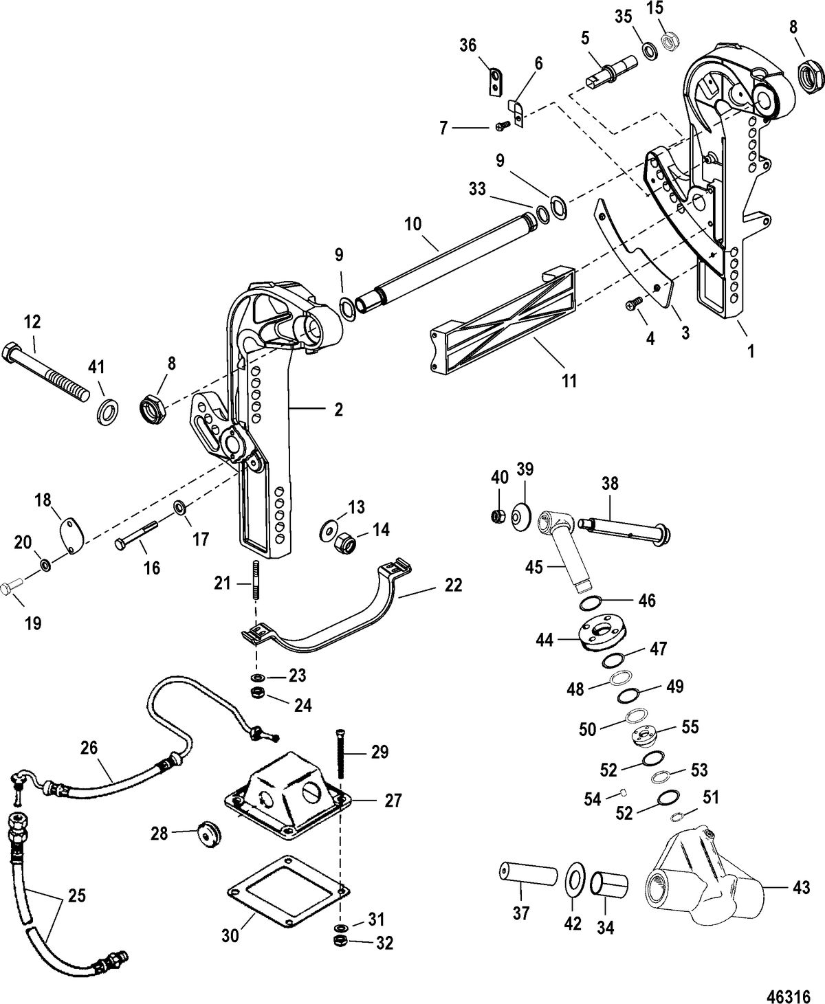 RACE OUTBOARD 200XS DFI (2.5L) ROS Transom Brackets(Short)