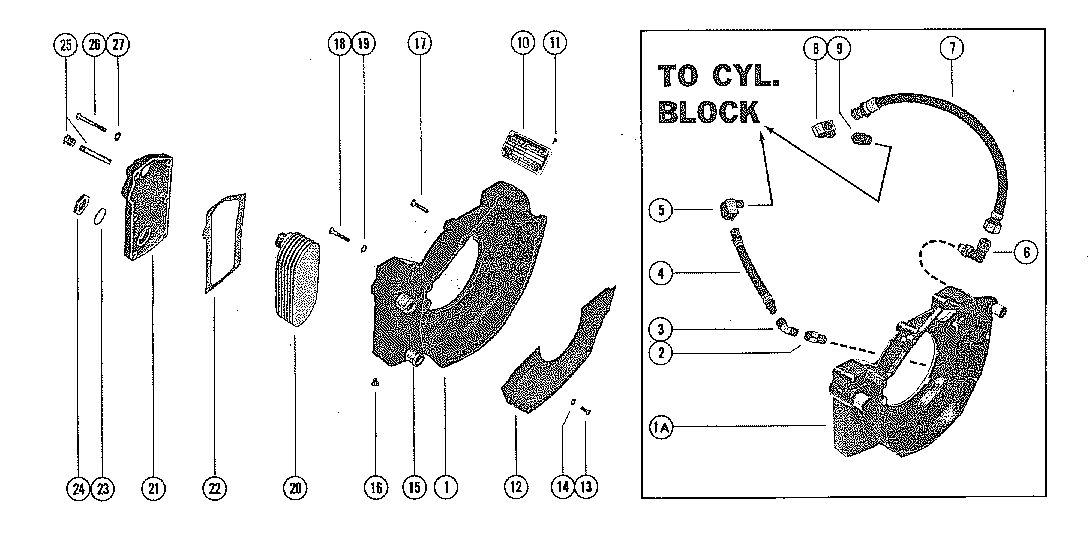 MERCRUISER 325 ENGINE FLYWHEEL HOUSING AND OIL COOLER