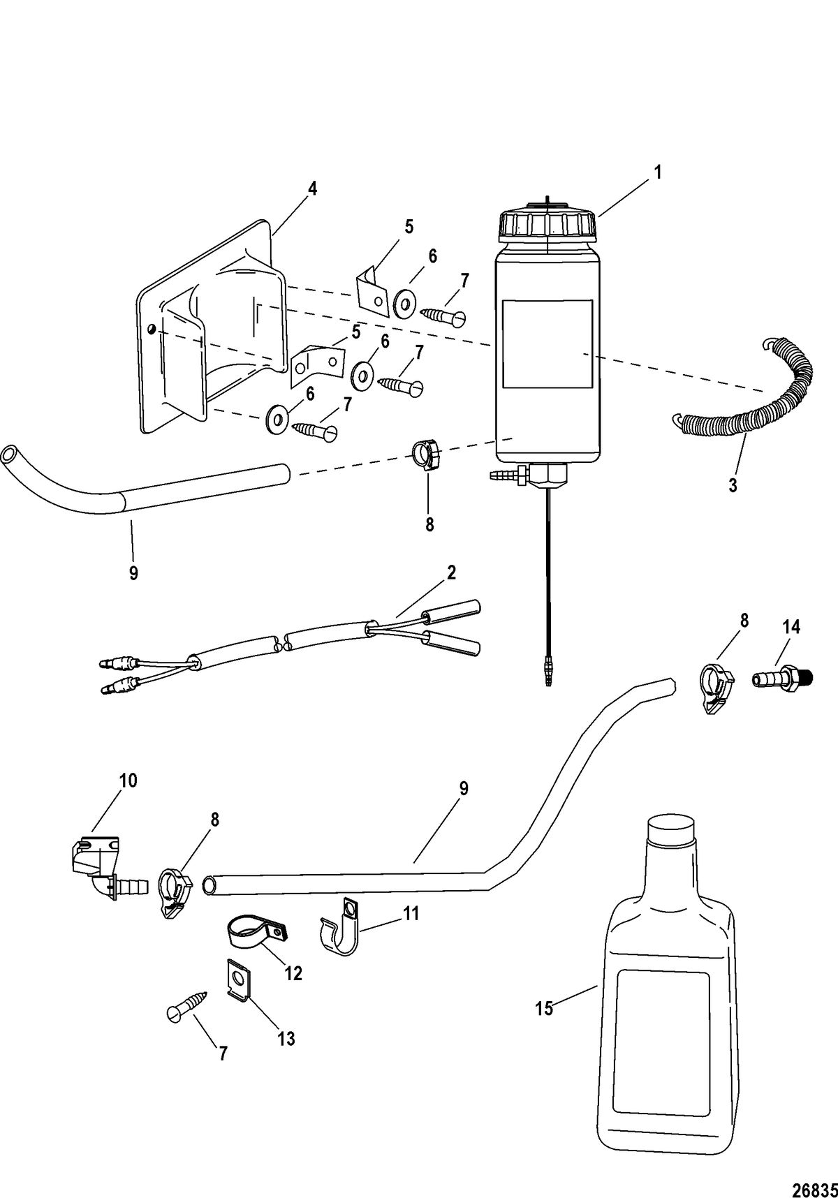 ACCESSORIES FUEL/OIL TANKS, LINES, FILTER KITS AND CORROSION Gear Lube Reservoir Kit(865585A02)