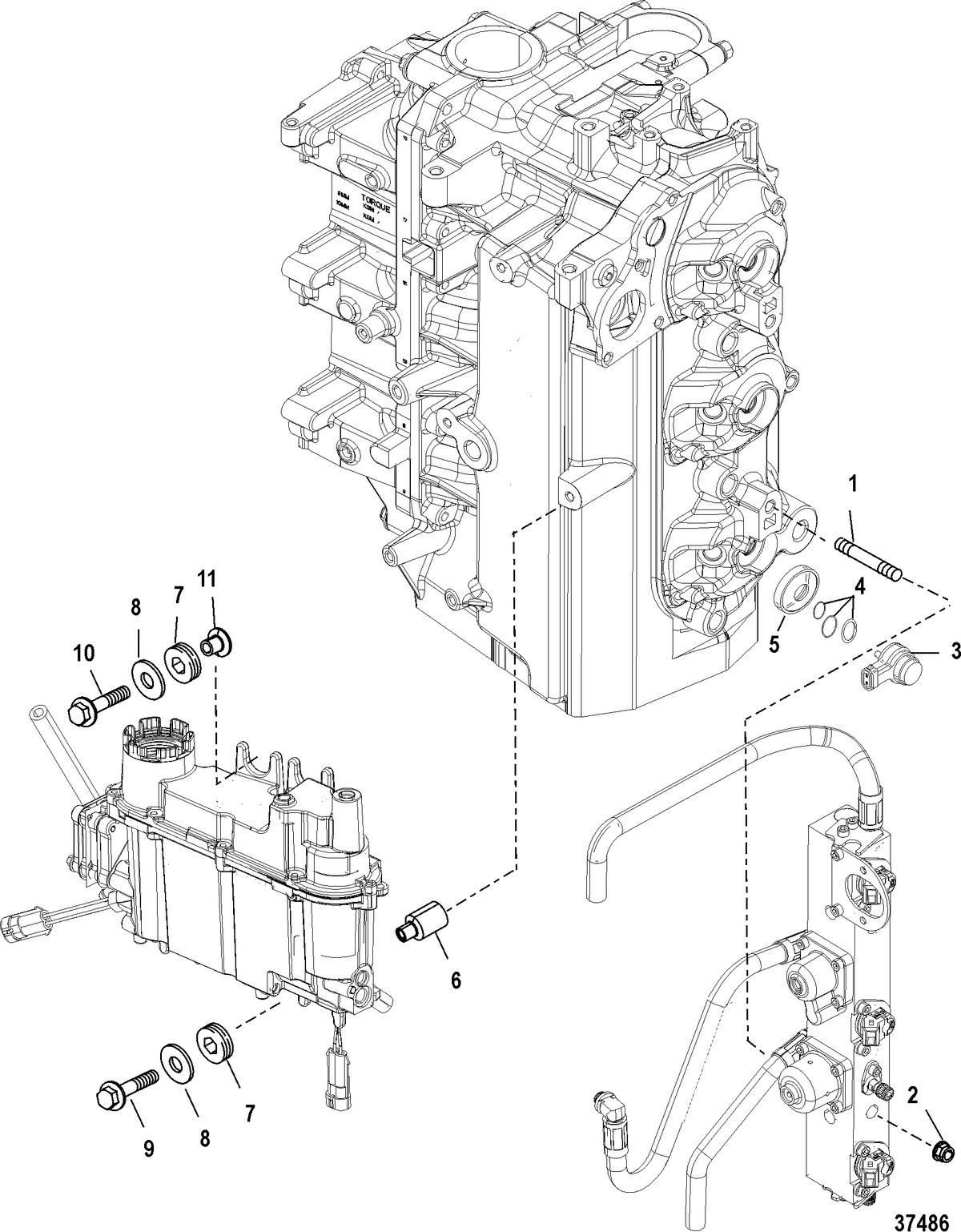 MERCURY/MARINER 115 PRO XS 1.5L - 3 CYLINDER Vapor Separator/Fuel Rail Mounting