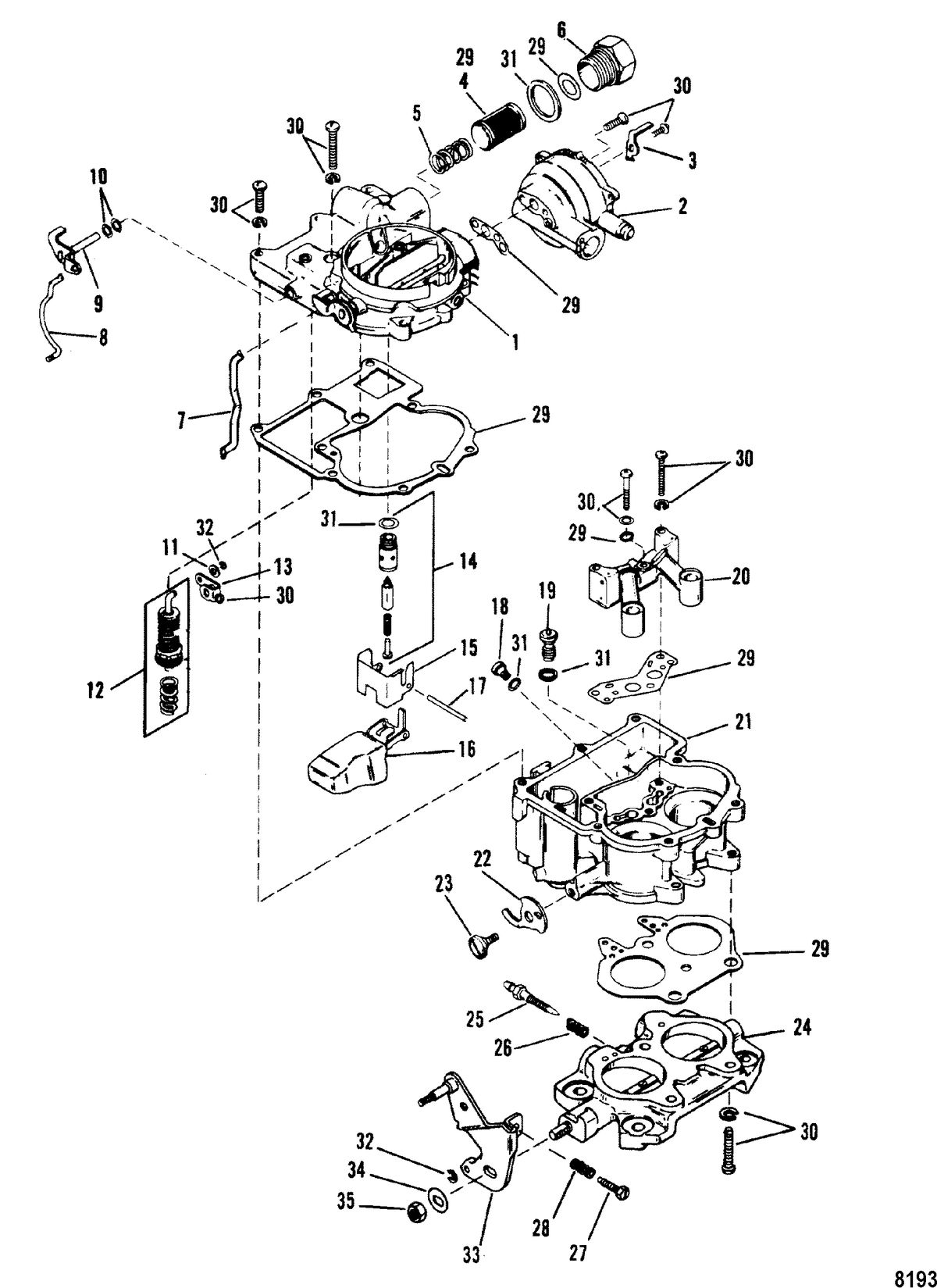 MERCRUISER 3.0L/LX ALPHA ONE Carburetor(Mercarb) 0C856559 Thru D447414  & 0D836076 & Up