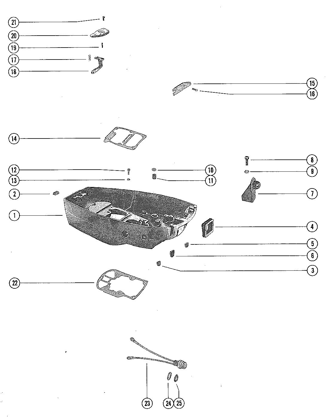 MERCURY MERC 75 BOTTOM COWL AND STOP SWITCH ASSEMBLY