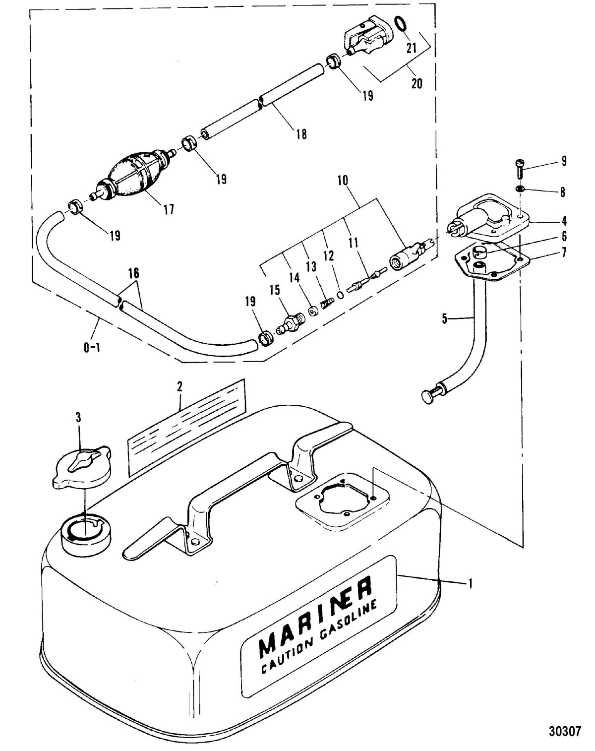 MARINER 8 HP W/MARATHON FUEL TANK/LINE, Original Equipment