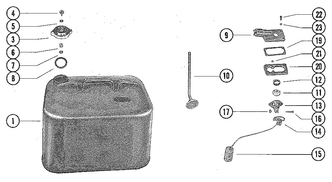 MARINER 80 HORSEPOWER FUEL TANK ASSEMBLY (6 GALLON)