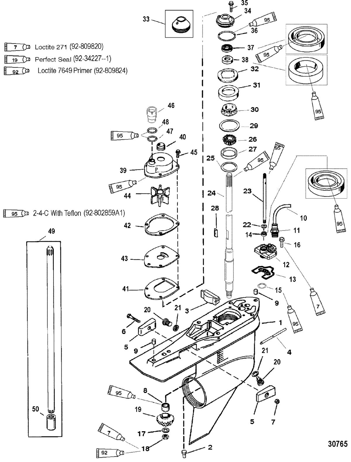 MERCURY 250XB (3.0L EFI) GEAR HSG.(DRIVESHAFT)(STD)(S/N-0T235000 & UP)