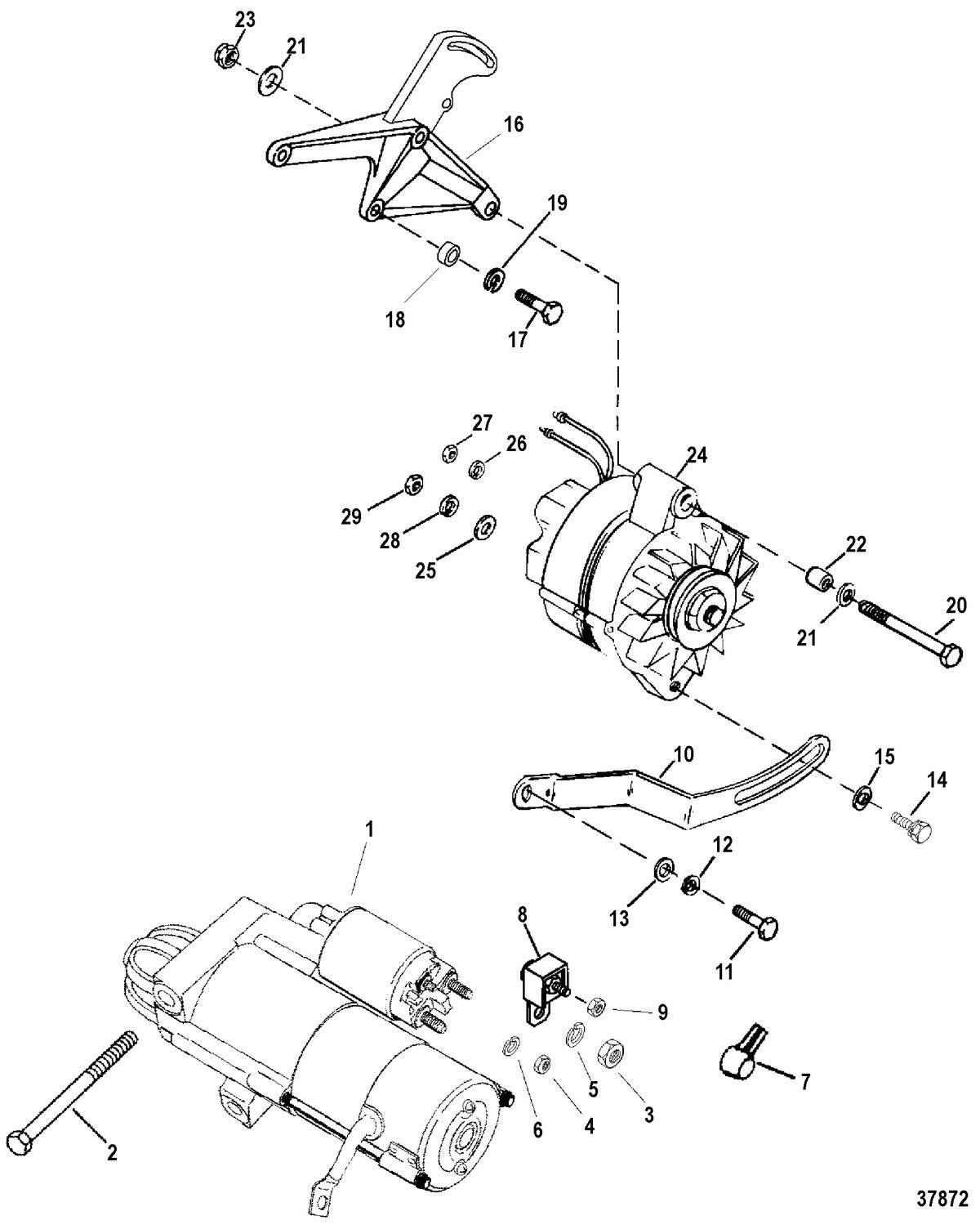 MERCRUISER 454/502 MPI MAG BRAVO (GEN VI) STARTER AND ALTERNATOR