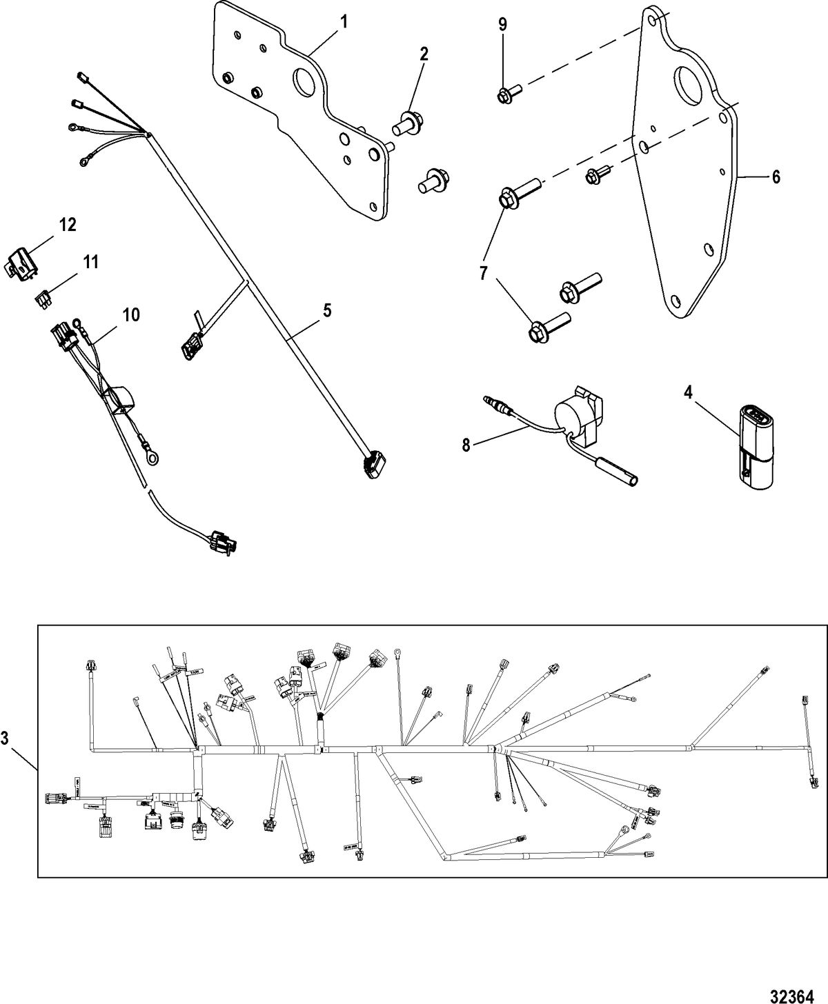 MERCRUISER 8.1L INBOARD EC Wiring Harness and Lifting Brackets
