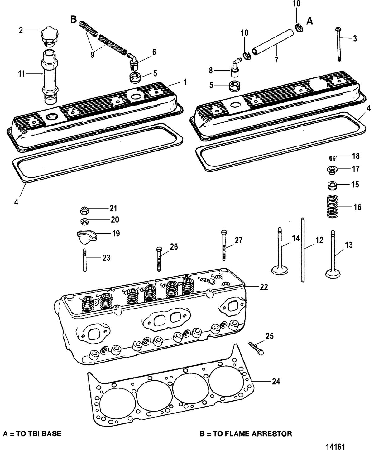 MERCRUISER 5.0L EFI ALPHA/BRAVO 5.7L EFI ALPHA/BRAVO (GEN +) ENGINE CYLINDER HEAD AND ROCKER COVER