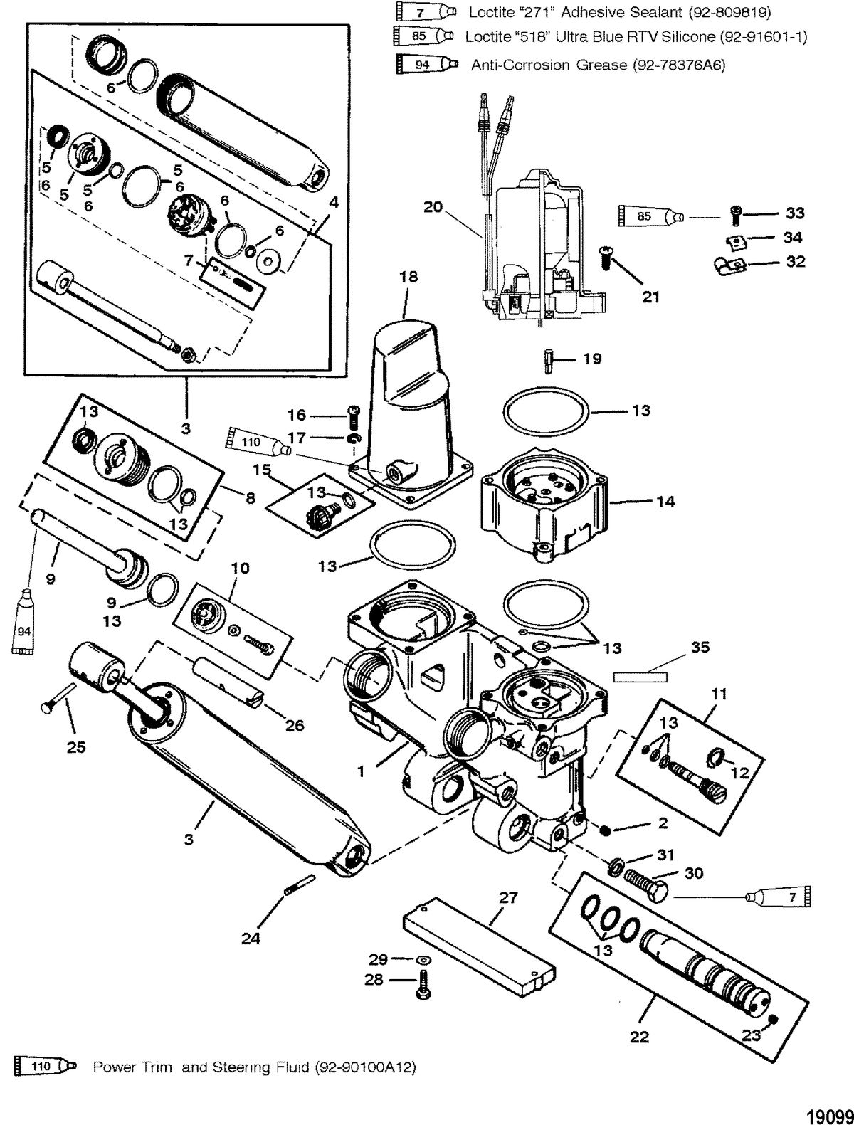 MERCURY/MARINER 200/225 (3.0L DFI) Power Trim Components