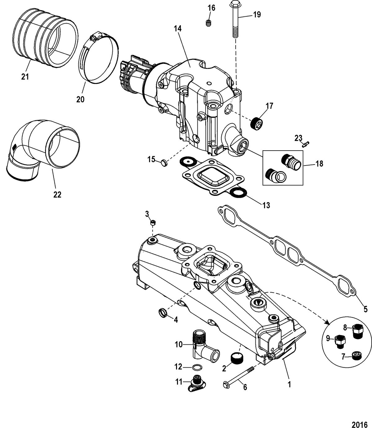 MERCRUISER 5.7L TOW SPORT Exhaust Manifold and Elbow