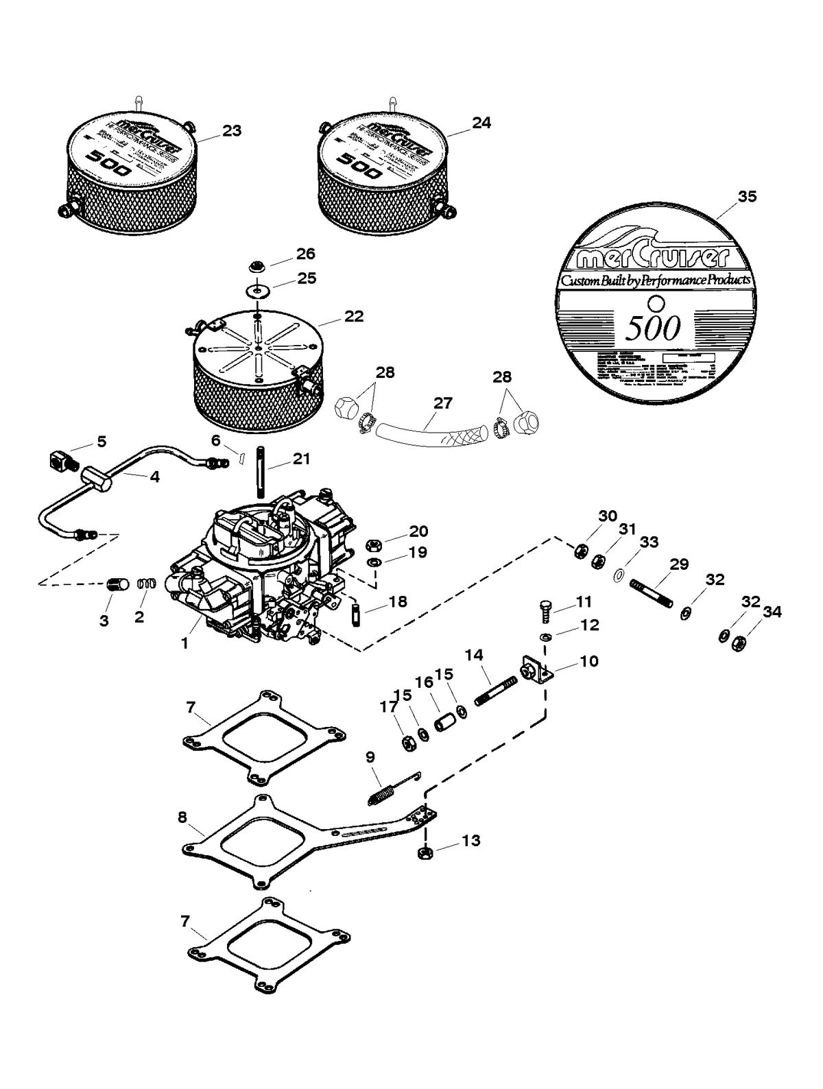 MERCRUISER 500 CARB (502CID) 8.2L ENGINE (GEN VI) CARBURETOR AND LINKAGE (PAGE 2 OF 2)