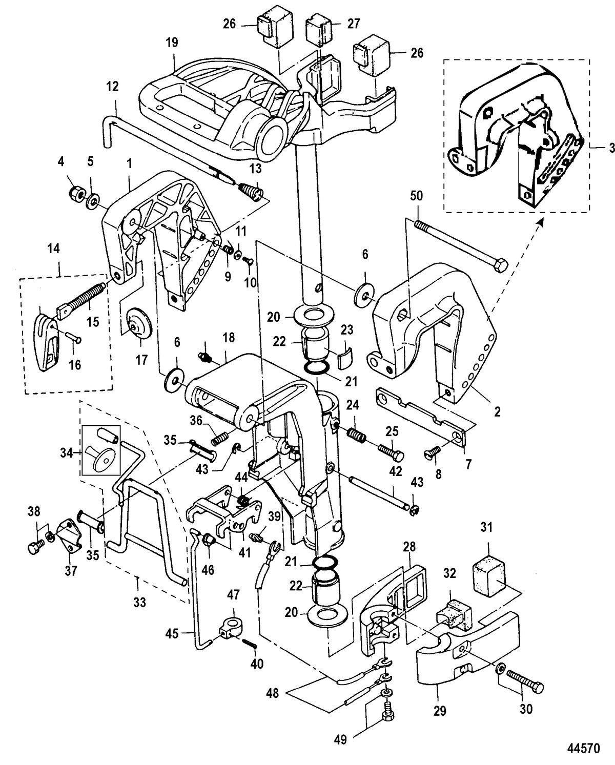 MERCURY/MARINER 6/8/9.8 2-STROKE (INTERNATIONAL) Clamp and Swivel Brackets