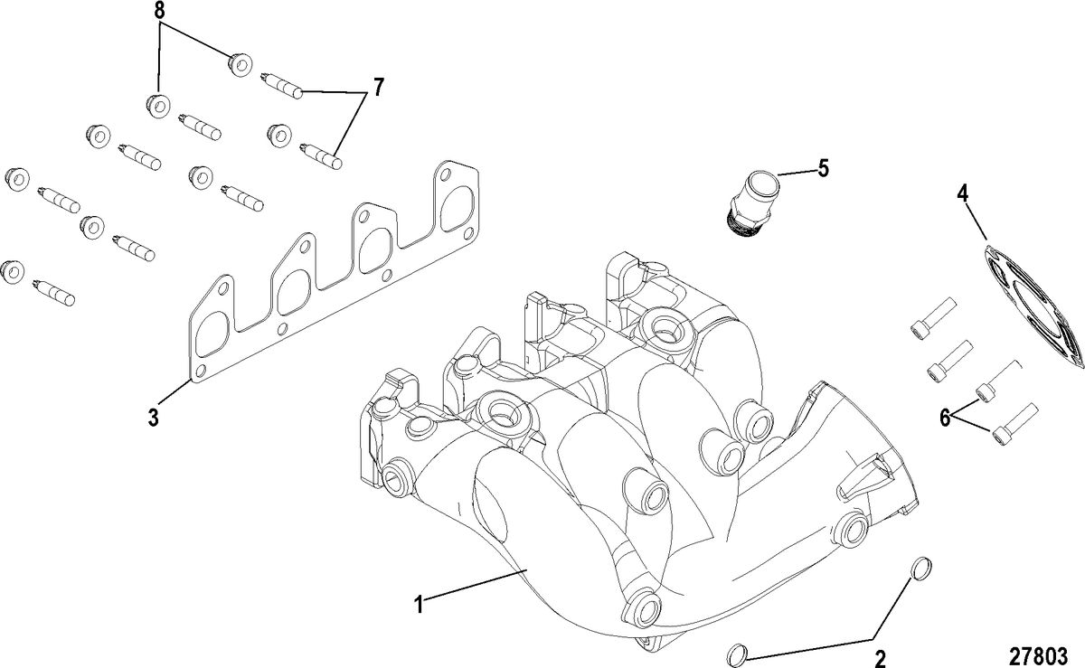 MERCRUISER 100 VAZER Exhaust System, Manifold