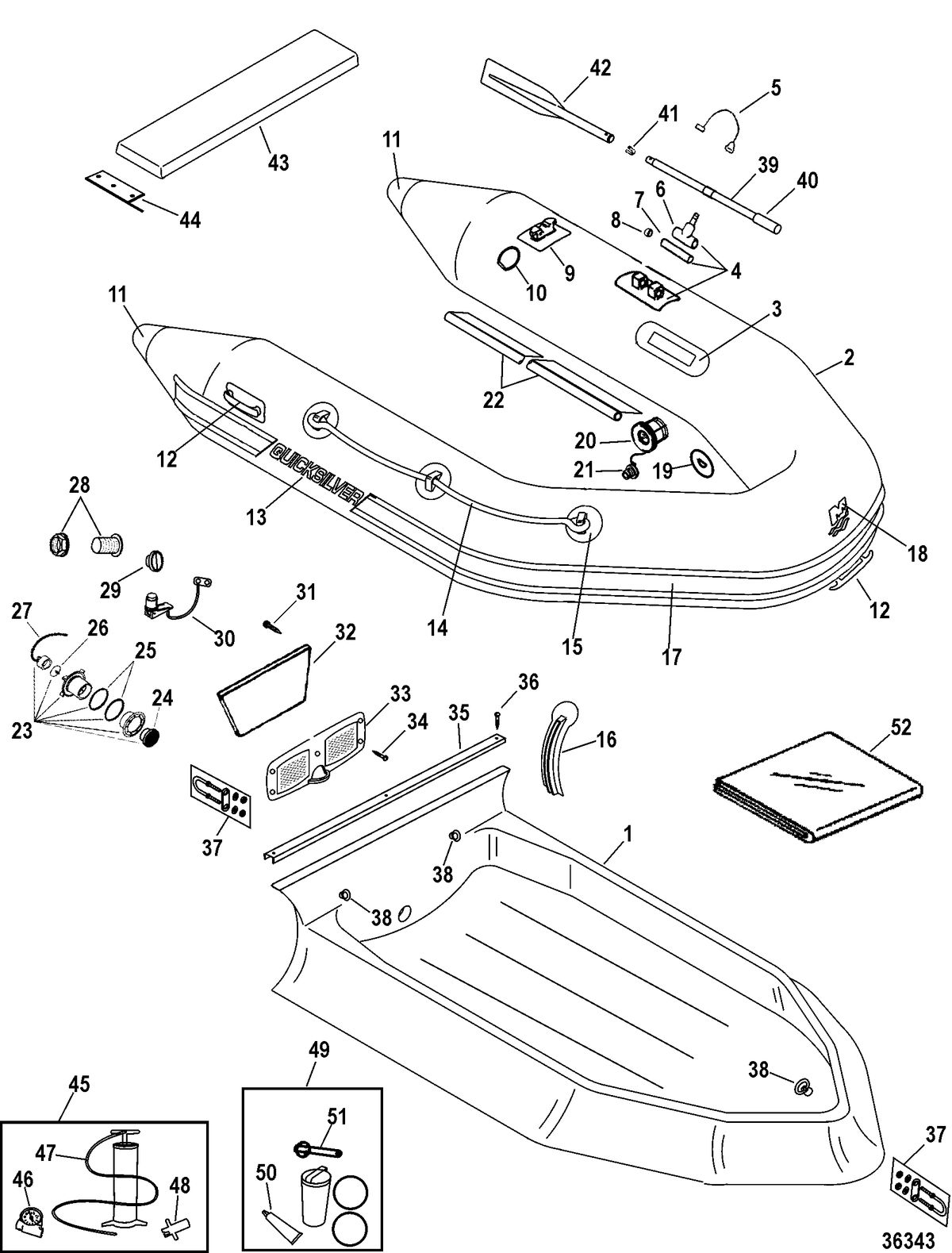 INFLATABLES DYNAMIC RIB 250 THRU 310 MODELS Dynamic Inflatables Hypalon 260/280/310(QS 2006 - 2009)