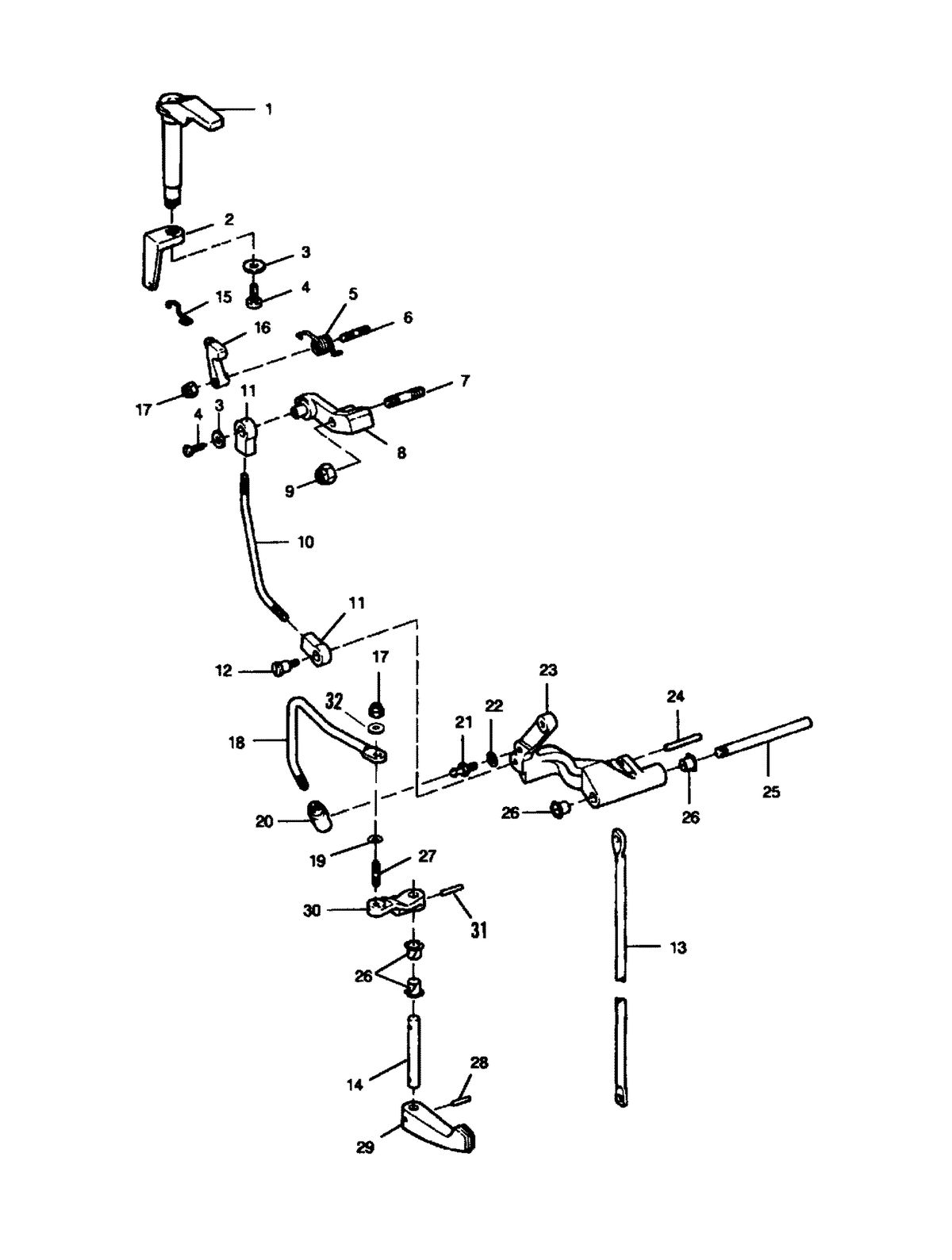 FORCE 9.9/15 H.P. SHIFT LINKAGE (ALL MODELS)