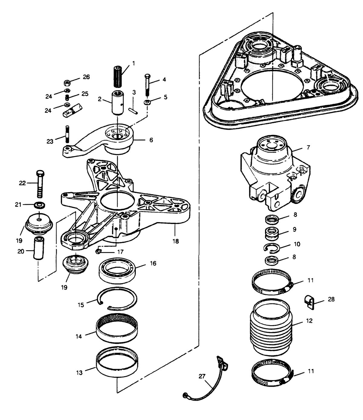 FORCE FORCE 120 H.P. "A" MODEL 1990 L-DRIVE MOUNT AND STEERING YOKE