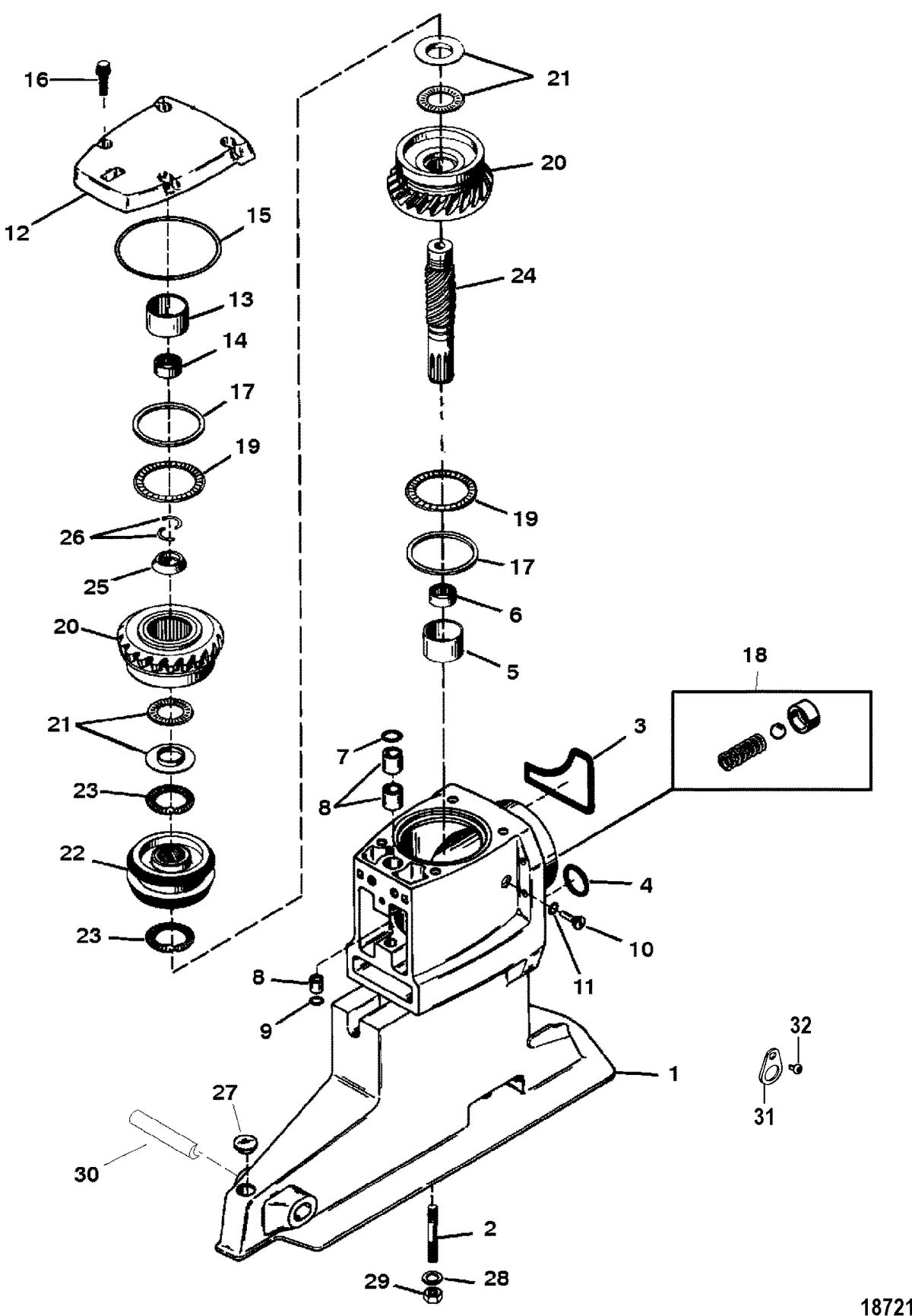 MERCRUISER BRAVO I/II/III STERNDRIVE AND TRANSOM ASSEMBLY DRIVESHAFT HOUSING AND DRIVE GEARS(DIESEL ENGINE)
