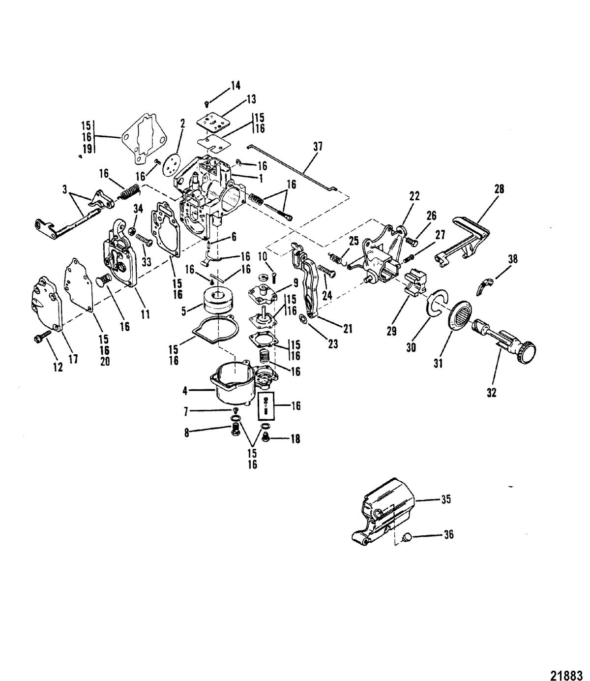 MERCURY/MARINER 6/8/9.9/15 HP CARBURETOR ASSEMBLY(15)