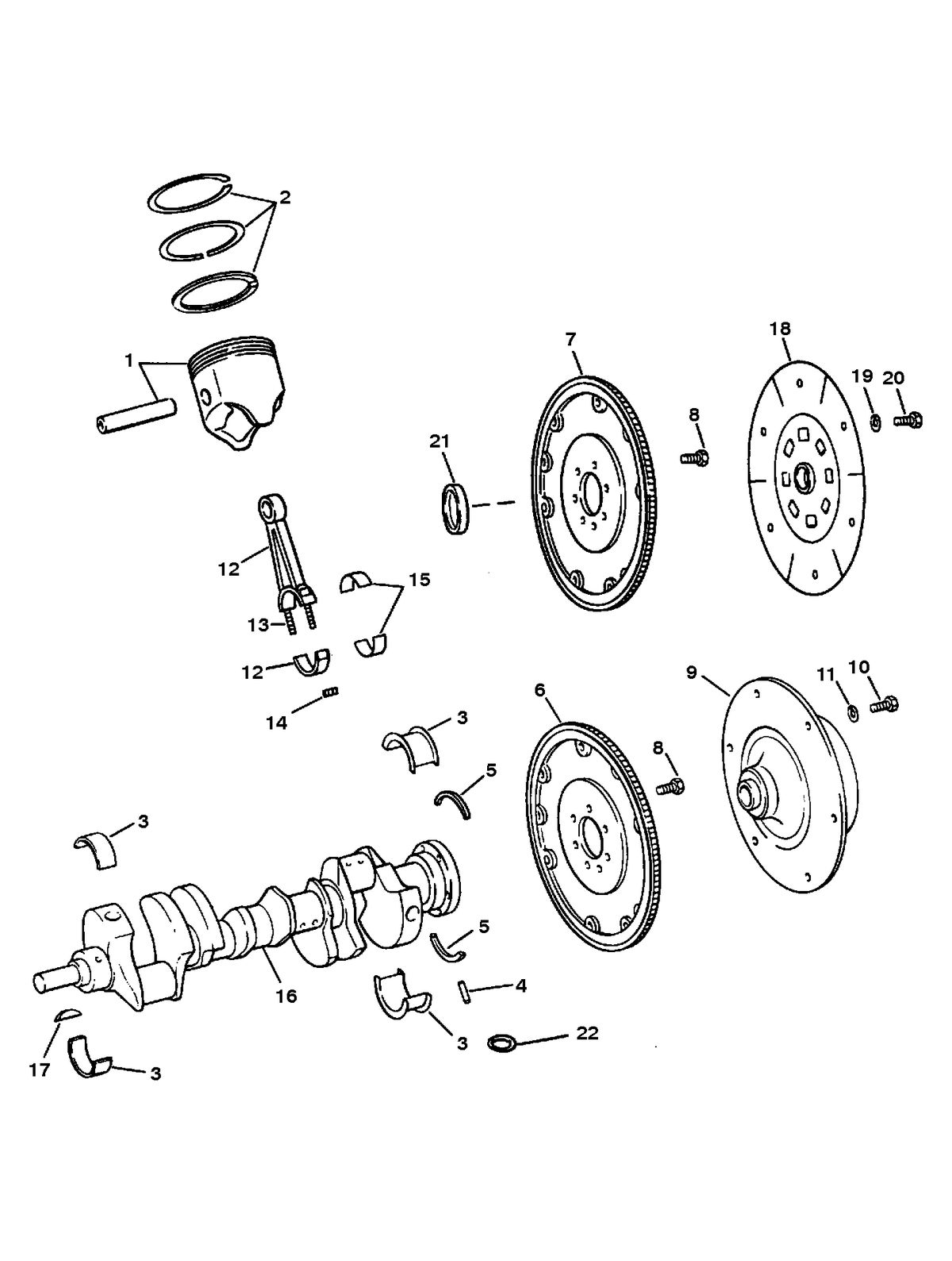 MERCRUISER 525 H.P. ENGINE CRANKSHAFT & PISTONS & CONN. RODS