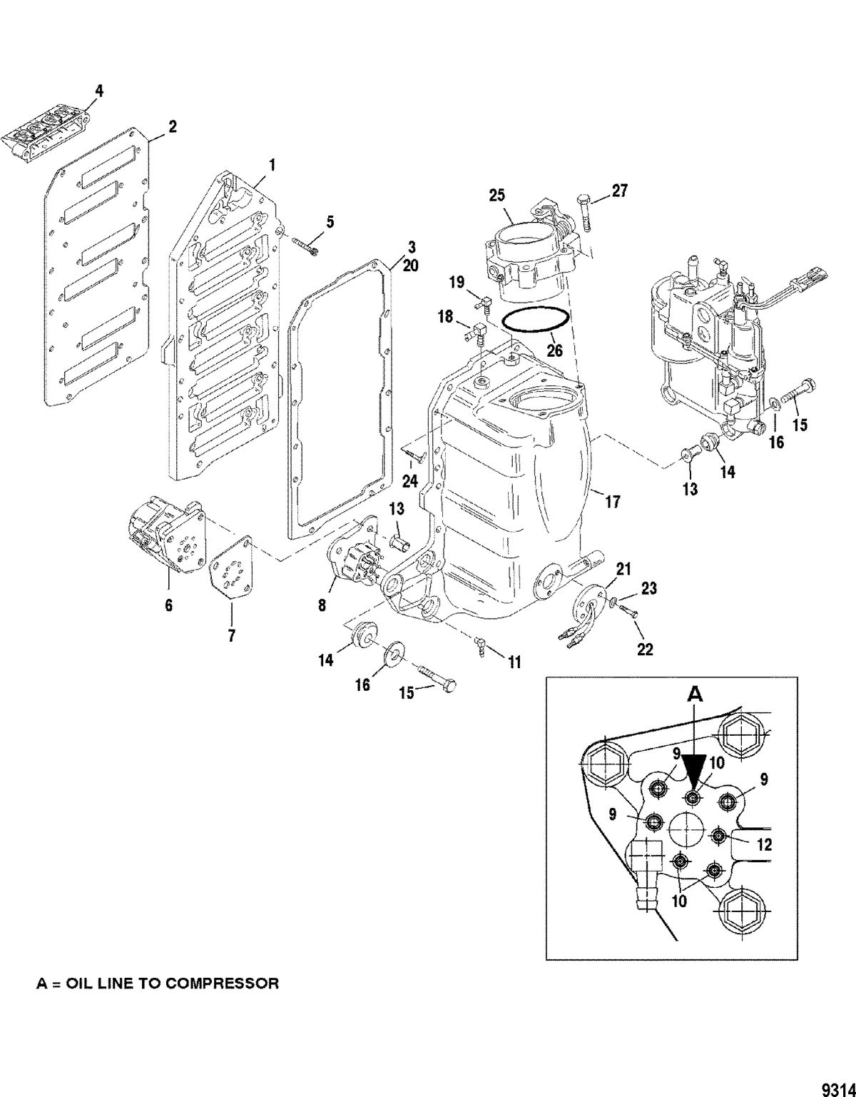MERCURY/MARINER 135/150 DFI (2.5L) Air Handler Components