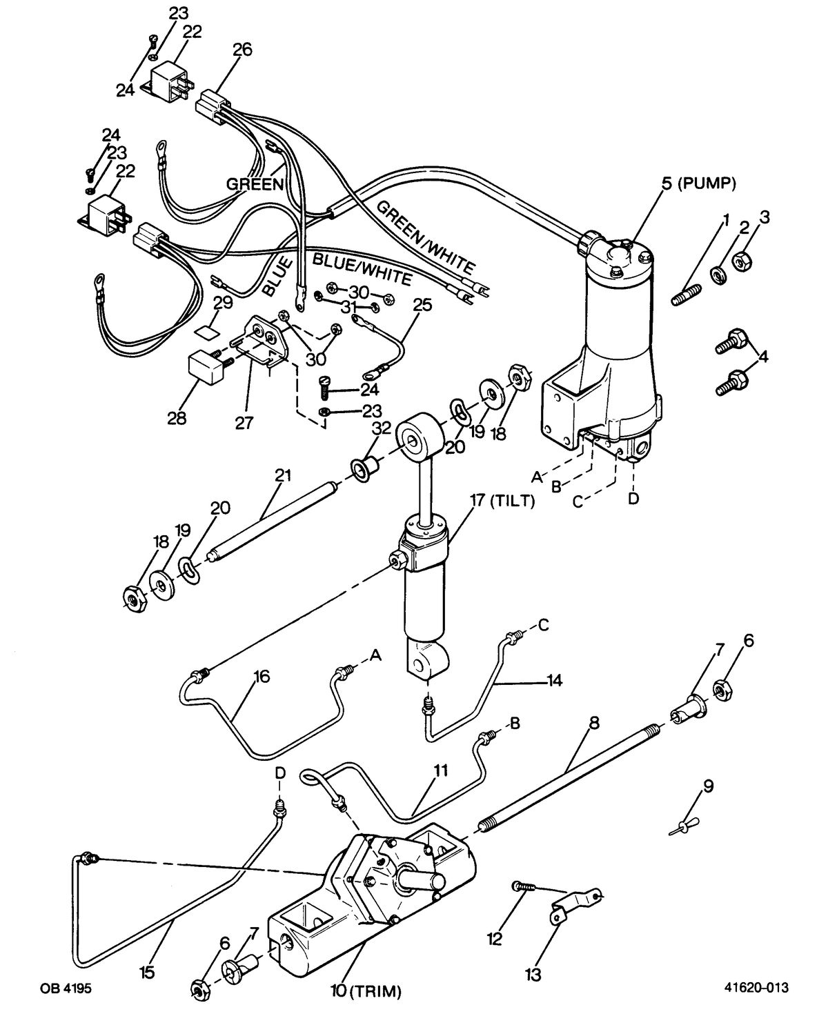 FORCE FORCE 1988 85 H.P. "A" MODELS POWER TRIM UNIT