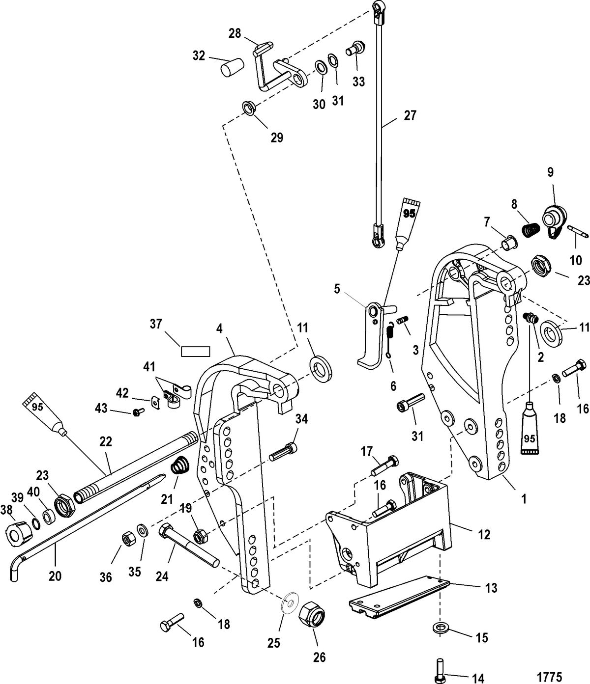 MERCURY/MARINER 40 EFI (3 CYLINDER) 4-STROKE Transom Bracket