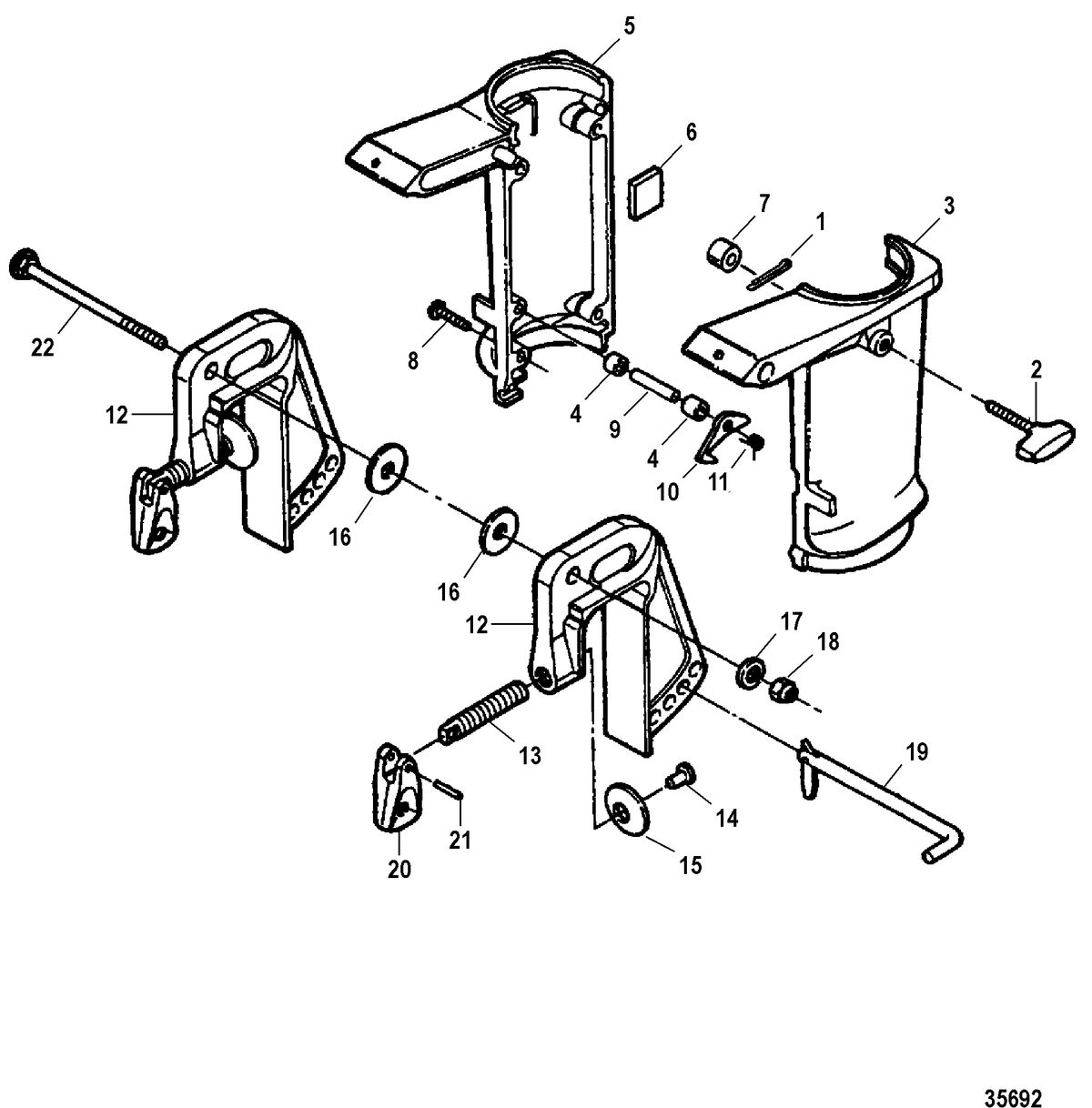FORCE 5 HP (1998) FORCE SWIVEL BRACKET/CLAMP BRACKET