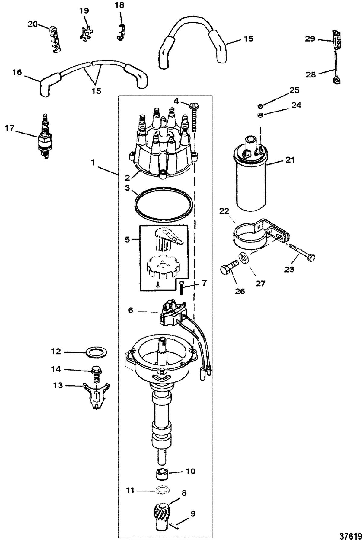 MERCRUISER 5.7L 2BBL 5.7LX 4BBL 350 MAG ALPHA/BRAVO DISTRIBUTOR AND IGNITION COMPONENTS