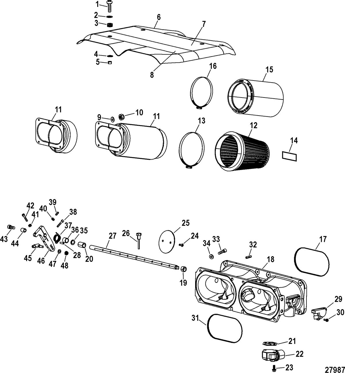 RACE STERNDRIVE 1075 SCI Intake Components(Air Plenum And Flame Arrestor)