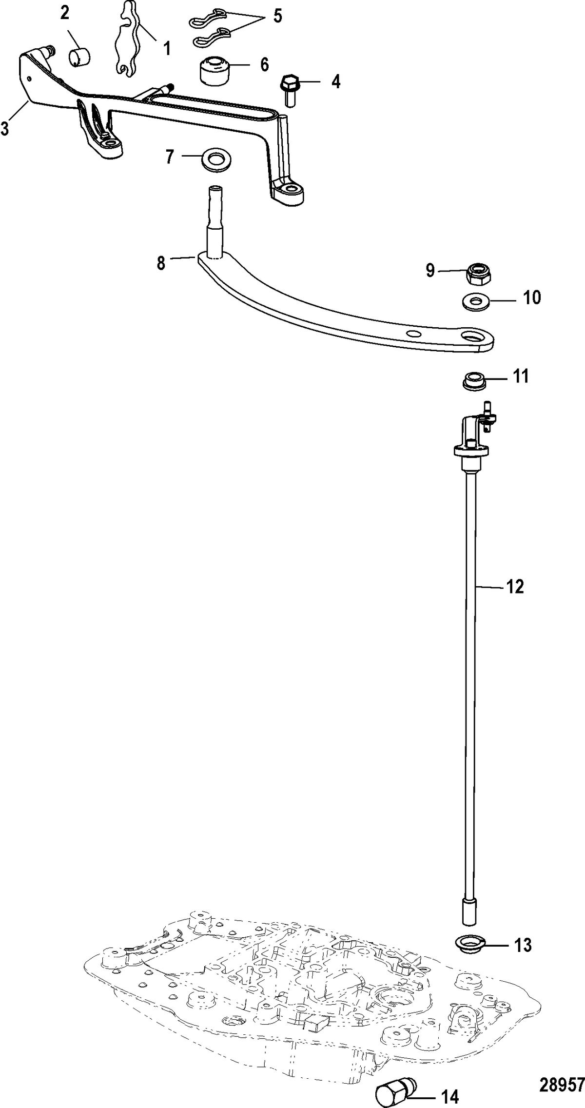 MERCURY/MARINER 40/50/60/JET 40 EFI - 4 CYLINDER 4-STROKE Shift Linkage, Remote