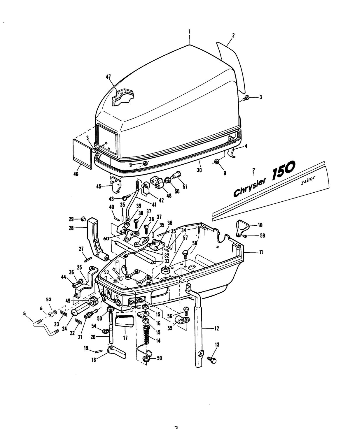 CHRYSLER 6 H.P. SAILOR "EXPORT" ENGINE COVER AND SUPPORT PLATE