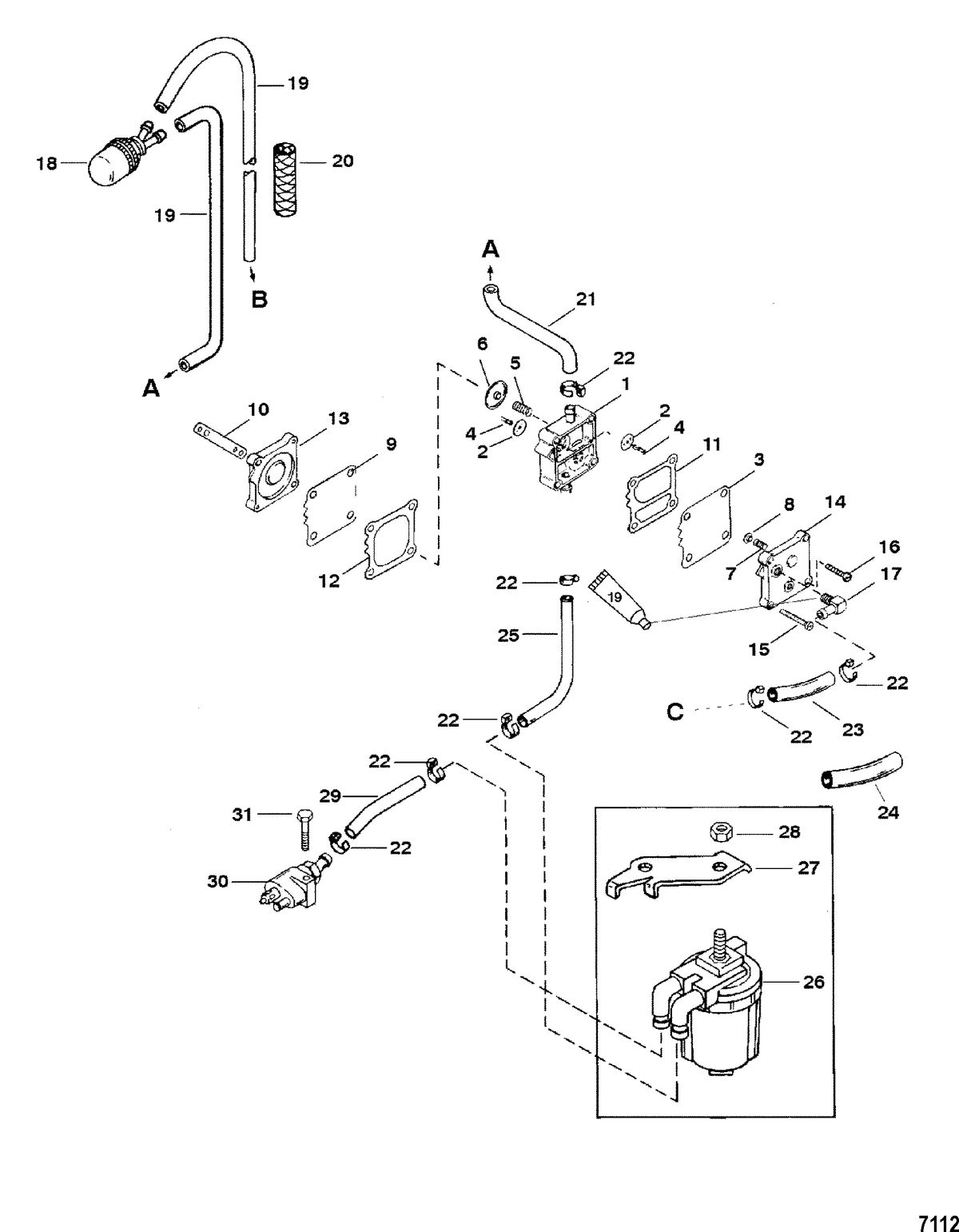 MERCURY/MARINER 30/40 (2 CYLINDER) 2-STROKE Fuel Pump(Manual)(Design I)