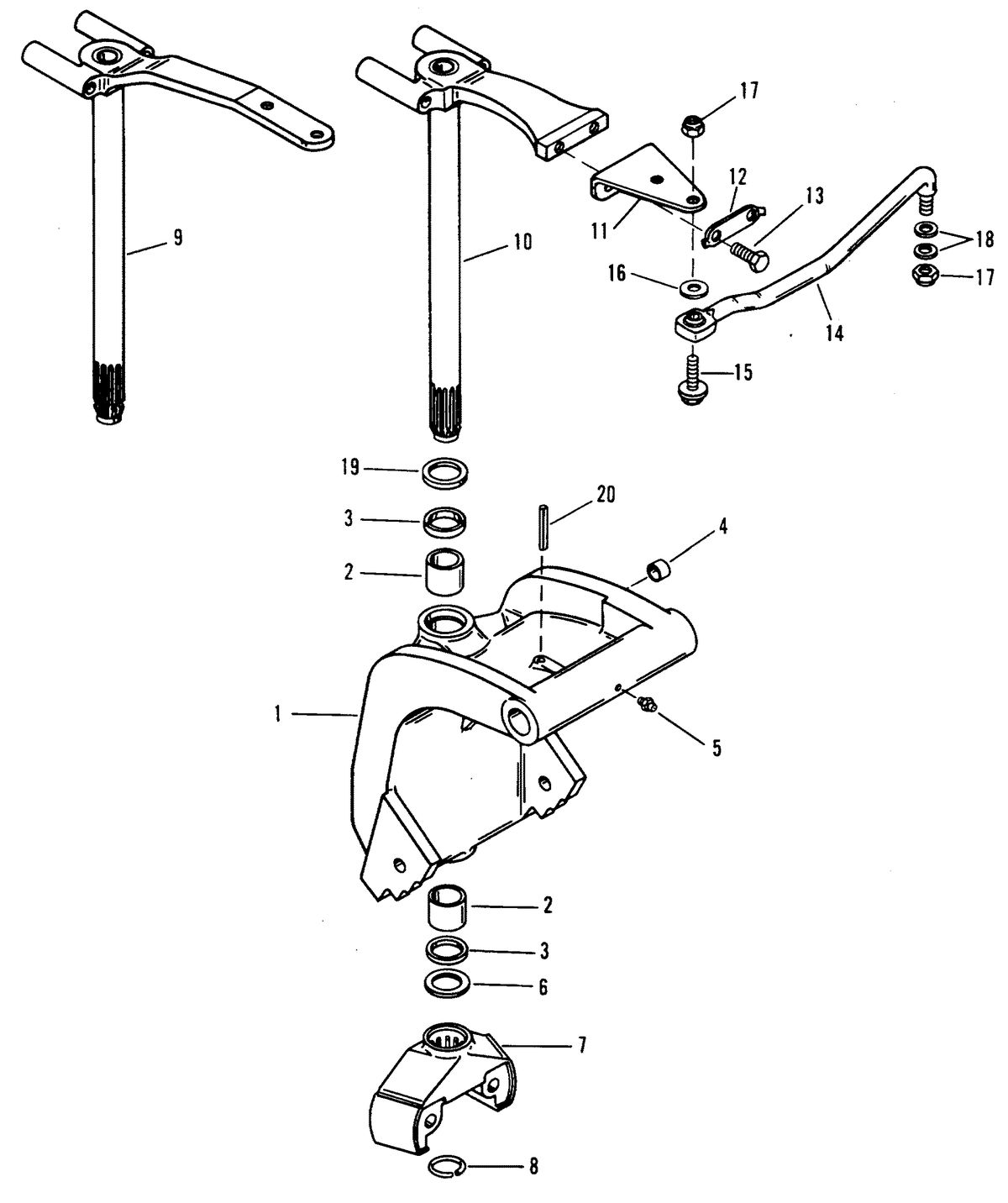 MERCURY/MARINER 50/55/60 HP JET 45 SWIVEL BRACKET (S/N: 0D181999 AND BELOW)