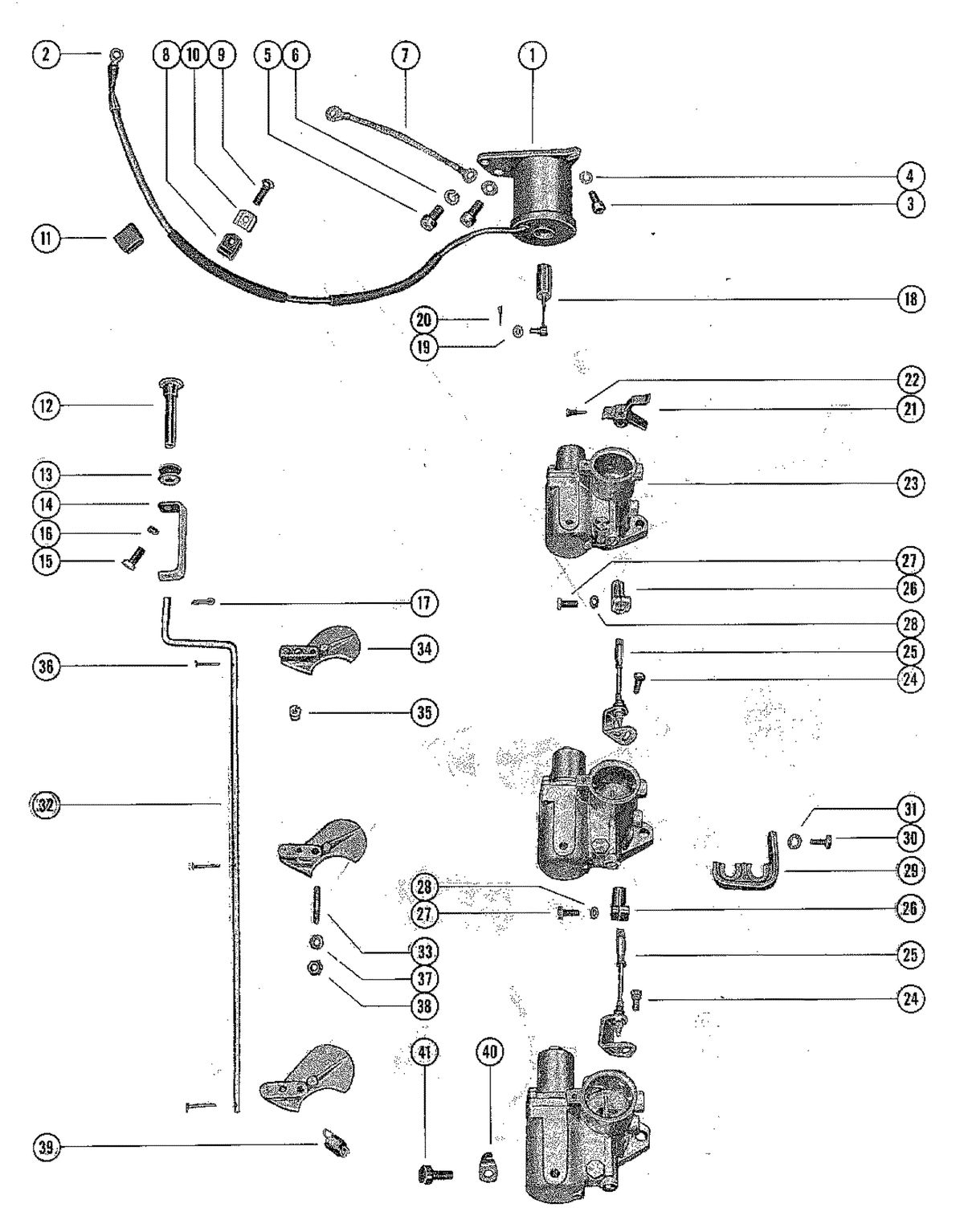 MERCURY MERC 800 CARBURETOR LINKAGE AND CHOKE SOLENOID
