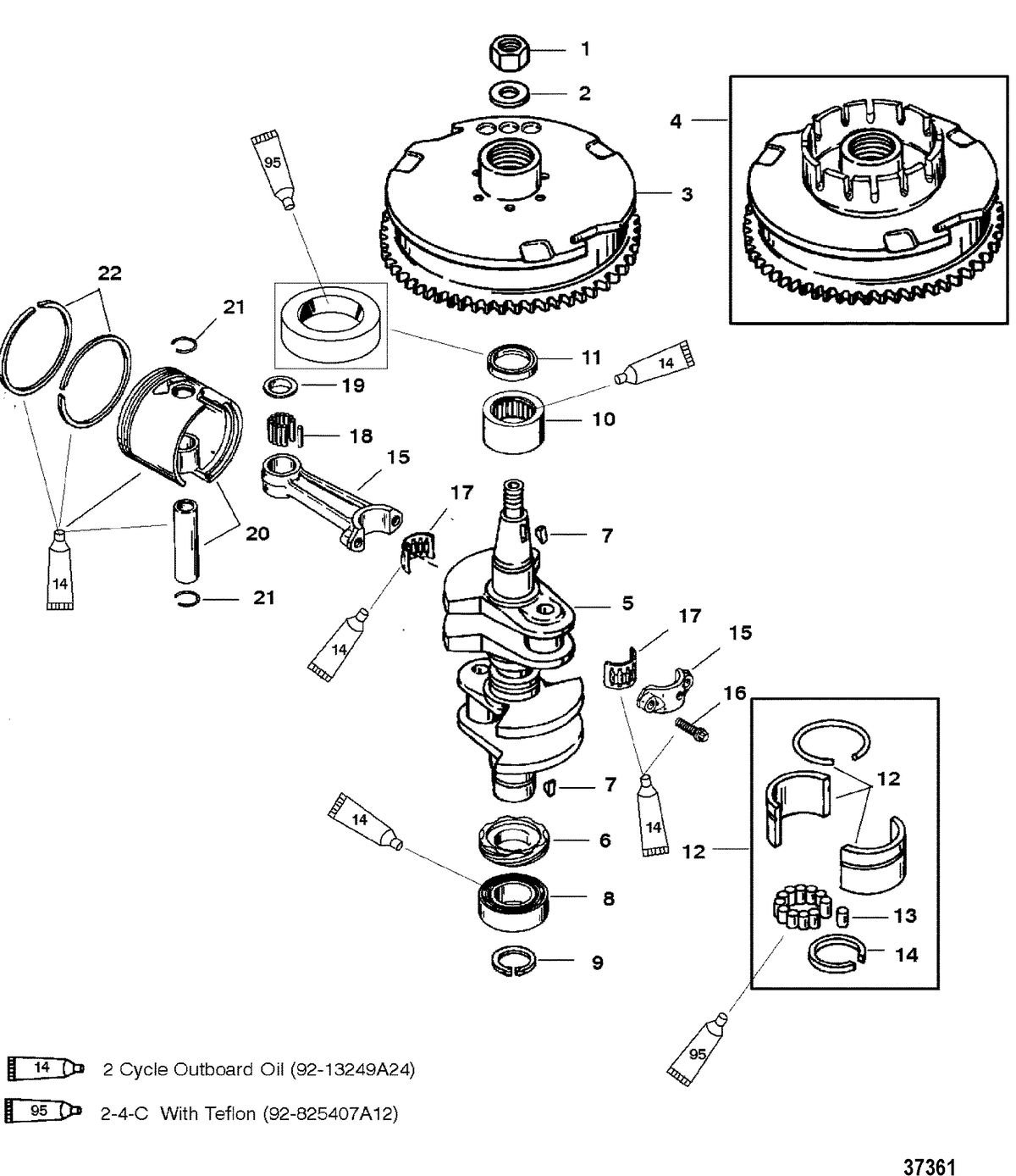MERCURY/MARINER 30/40 H.P. CRANKSHAFT/PISTON/FLYWHEEL